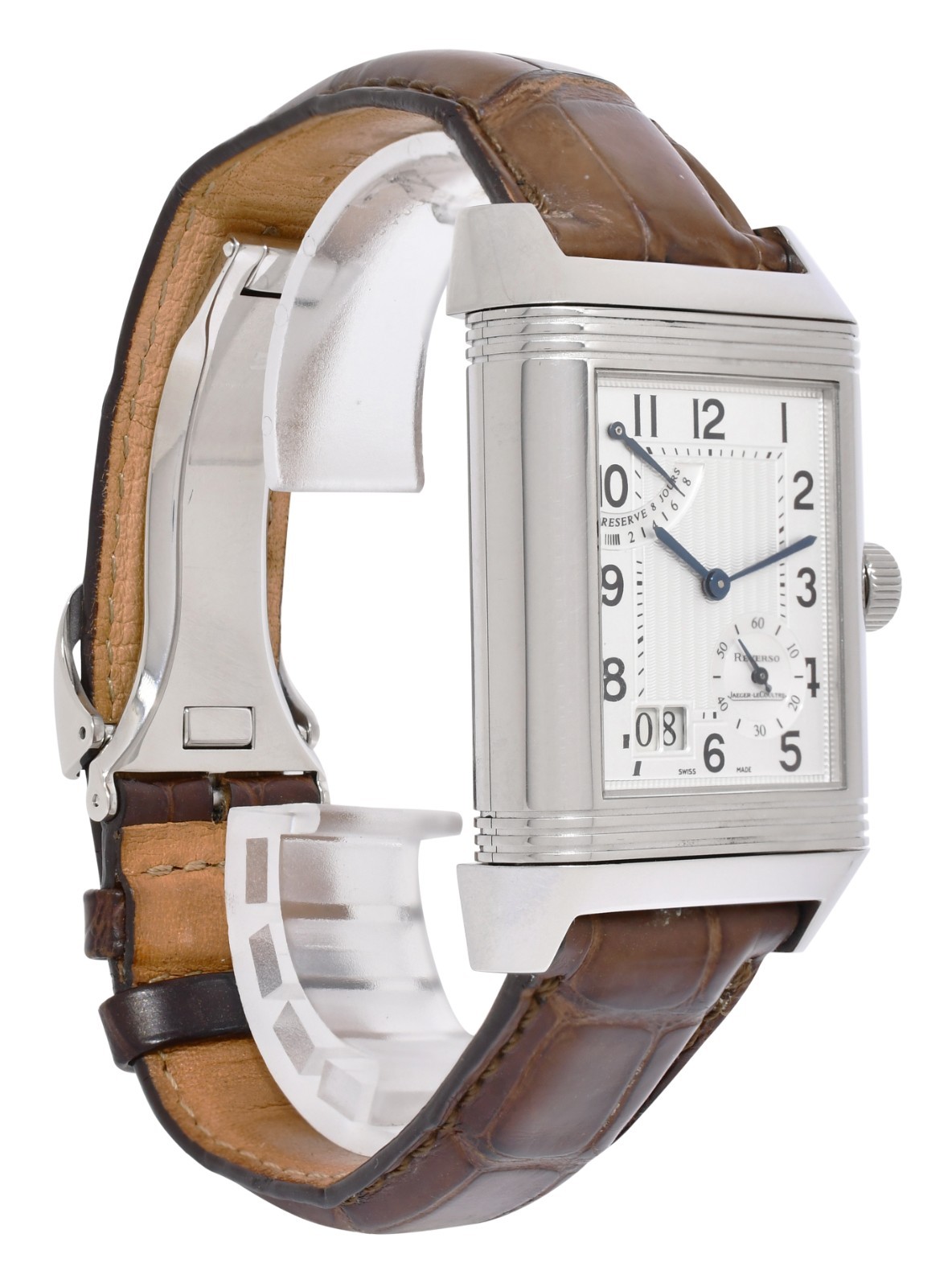 Jaeger LeCoultre Reverso Grande Date 8 Day Steel Watch Q3008420 240.8.15