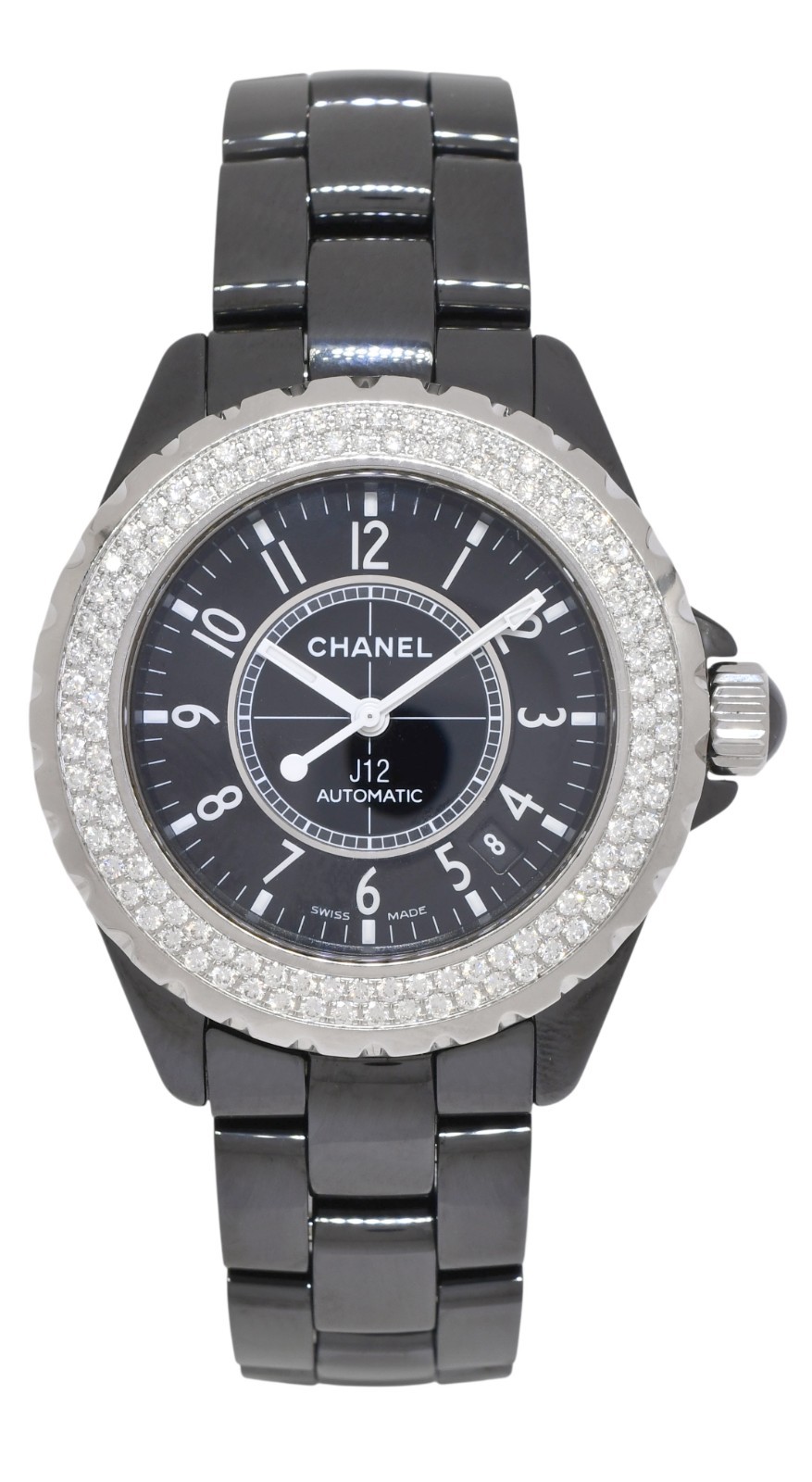 Chanel J12 Black Ceramic & Diamond Bezel Ladies 38mm Automatic Watch