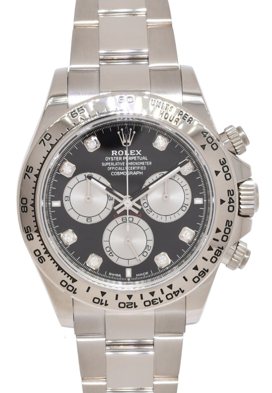 Rolex Daytona Chronograph 18k White Gold Diamond Dial 40mm Watch B/P '24 126509