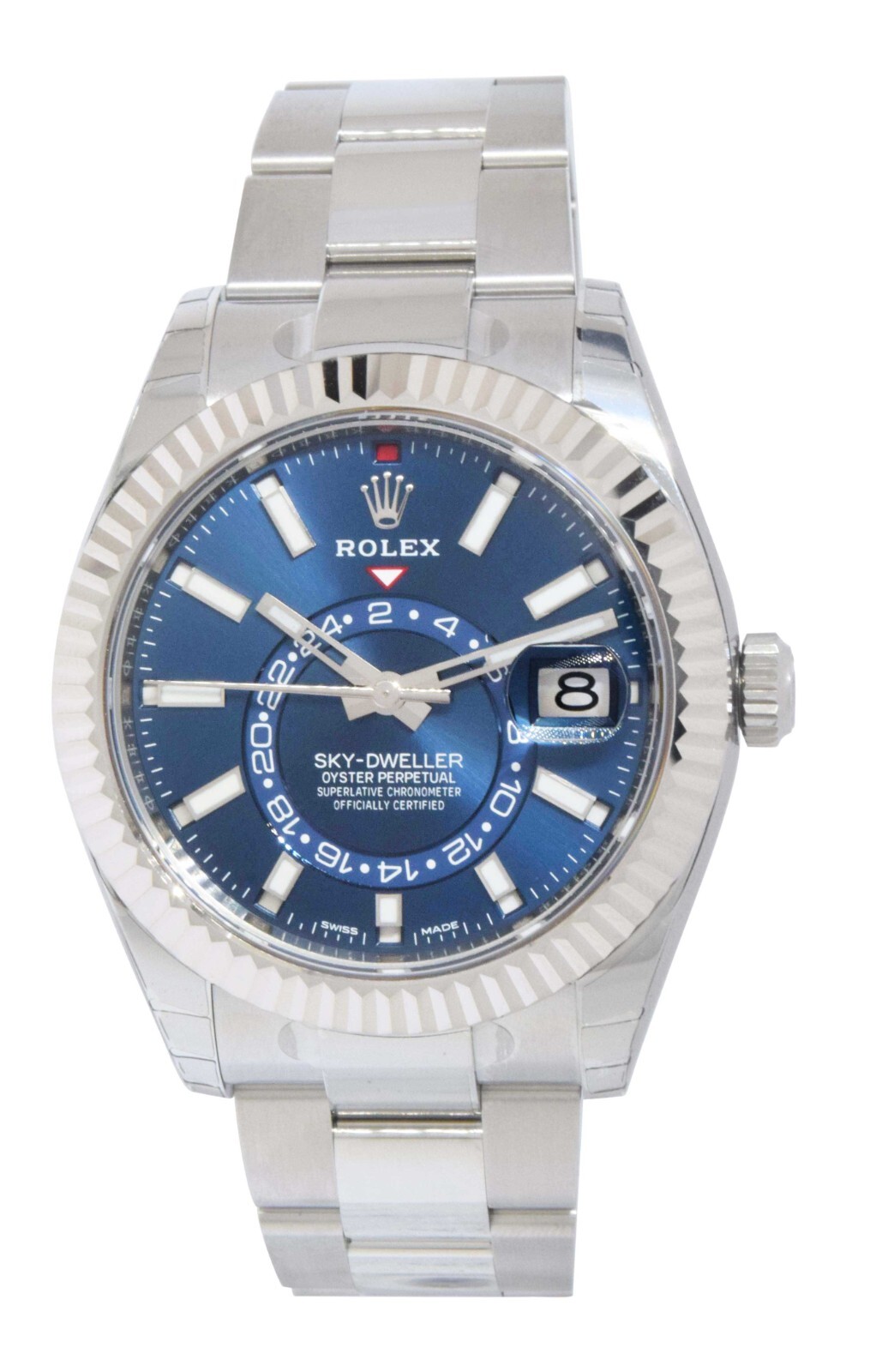 NEW Rolex Sky-Dweller 18k Gold/Steel Blue Dial 42mm Watch Box/Papers '23 326934