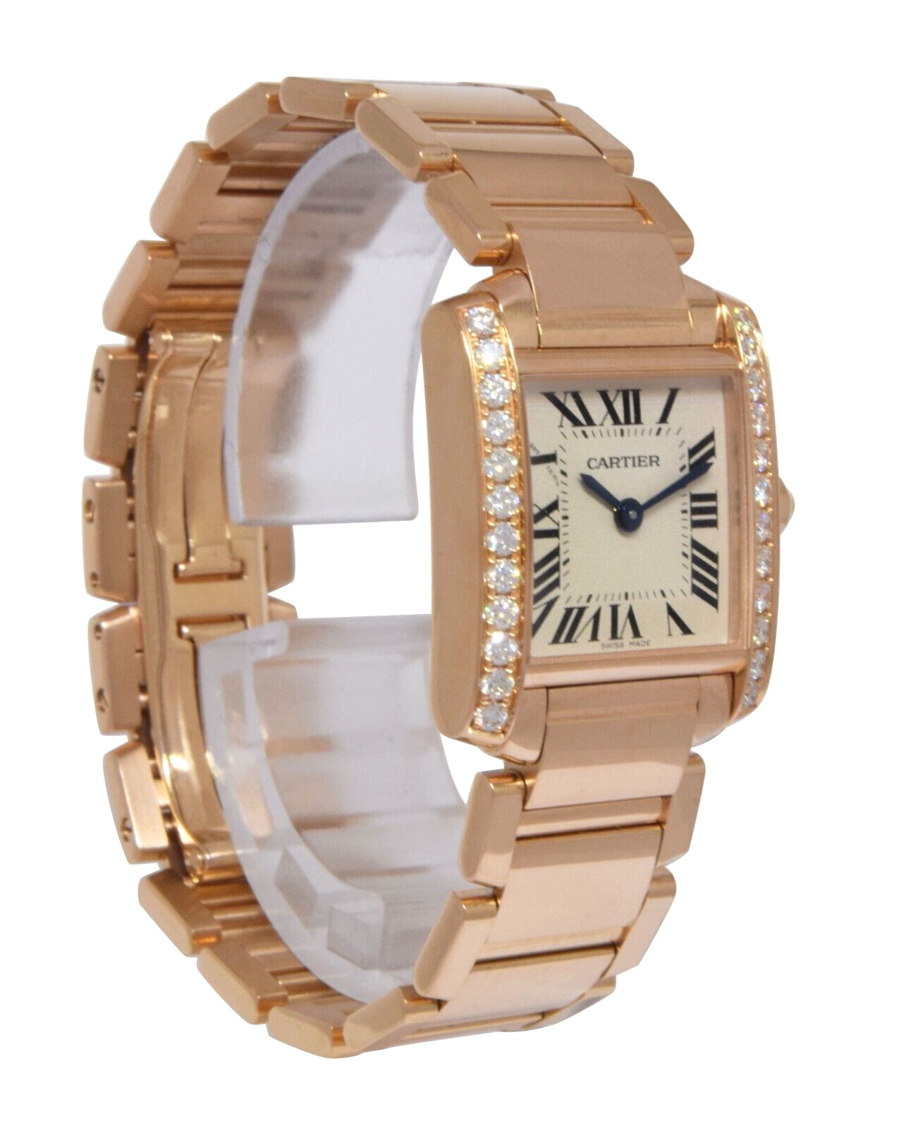 Cartier Tank Francaise Small 18k Rose Gold Diamond Watch B/P WJTA0022 4204