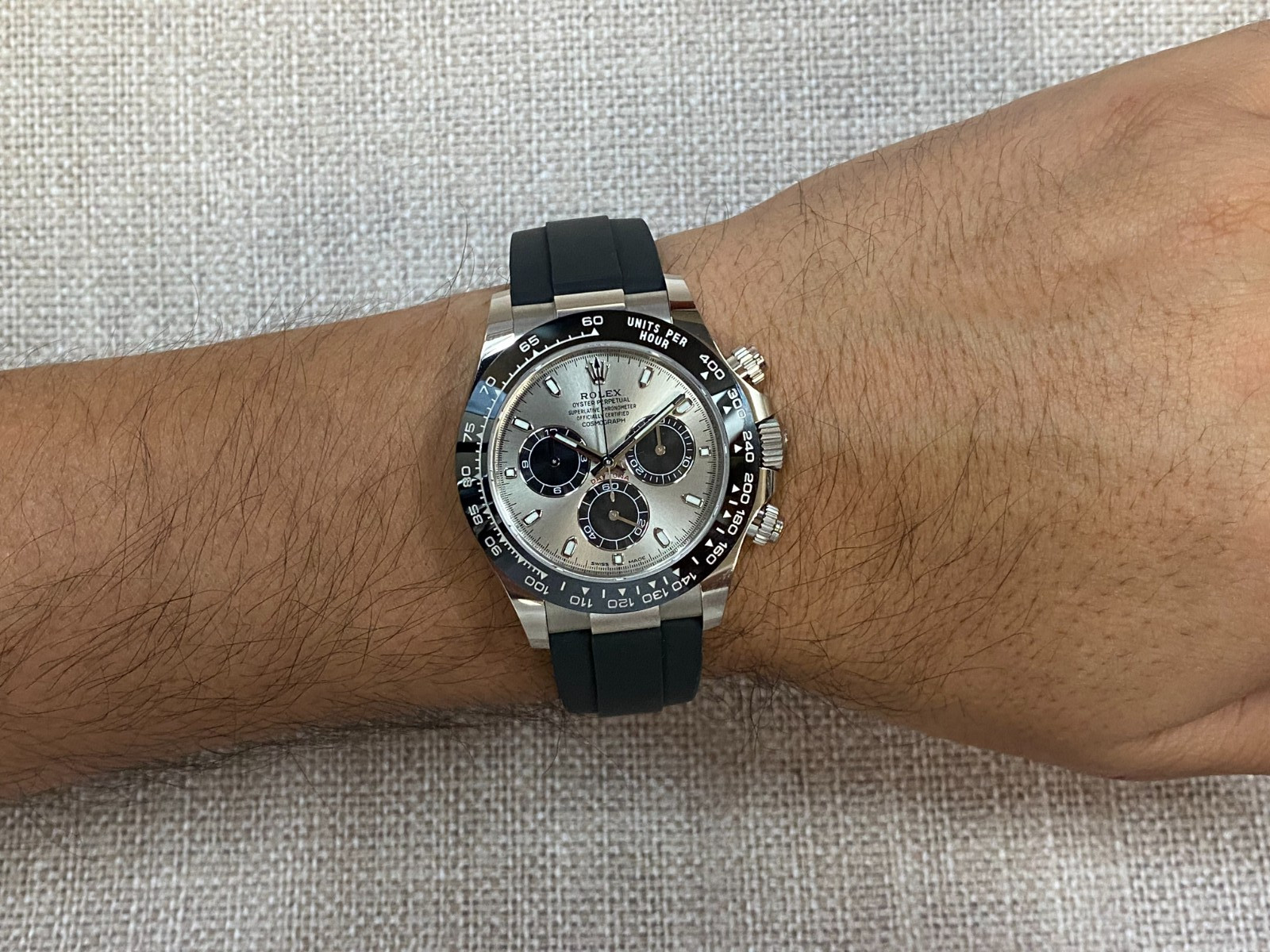 Rolex Daytona Chronograph 18k WG Grey Dial Oysterflex Watch '23 B/P 116519