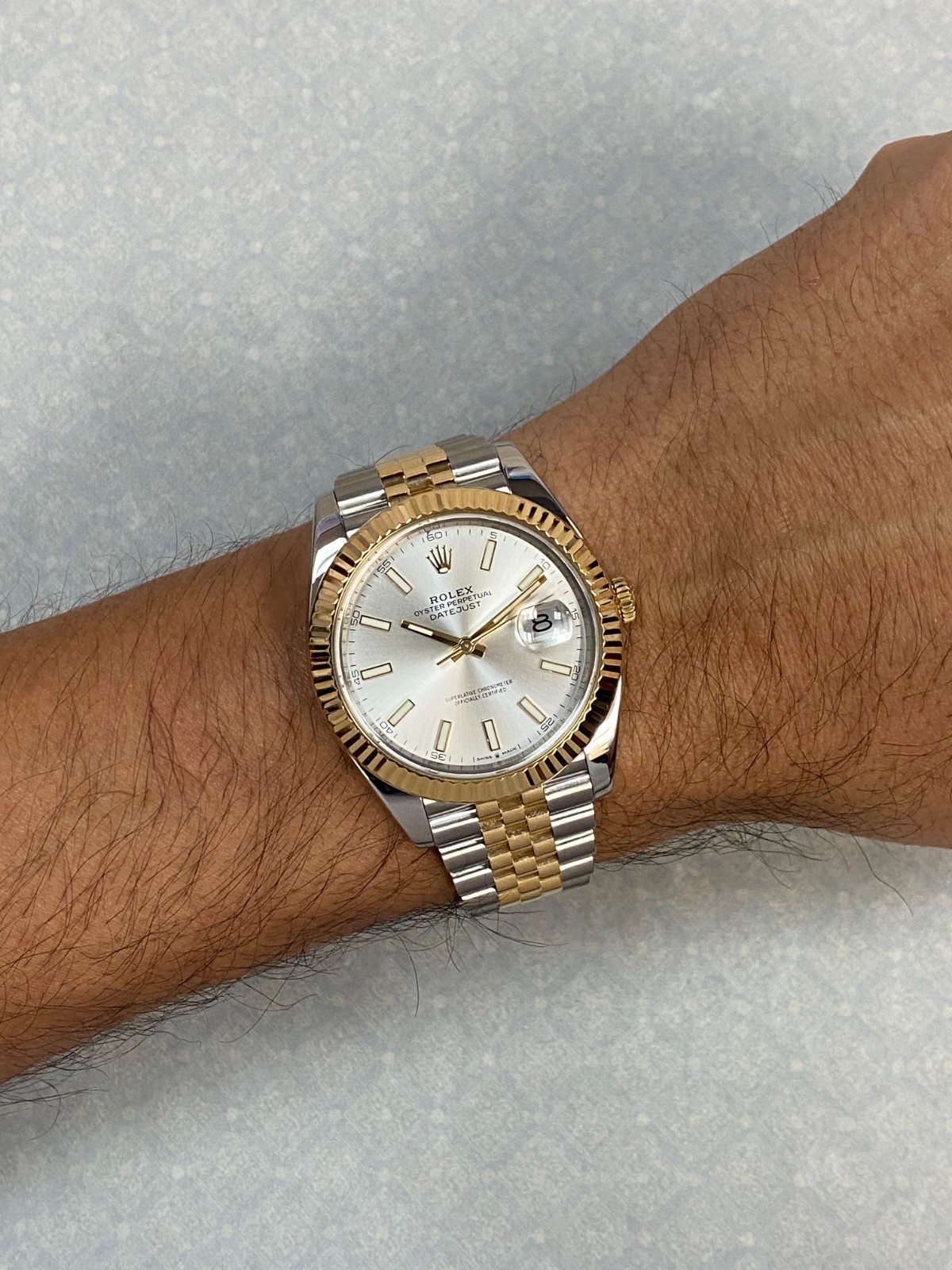 Rolex Datejust 41 18k Yellow Gold/Steel Silver Dial Jubilee Watch 126333