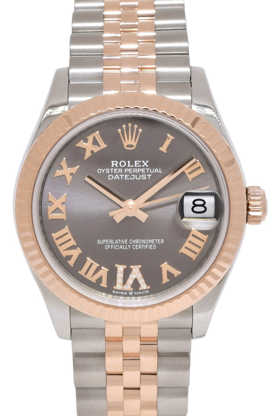 Rolex Datejust 31 18k Rose Gold/Steel Slate Diamond VI Watch +Card '21 278271