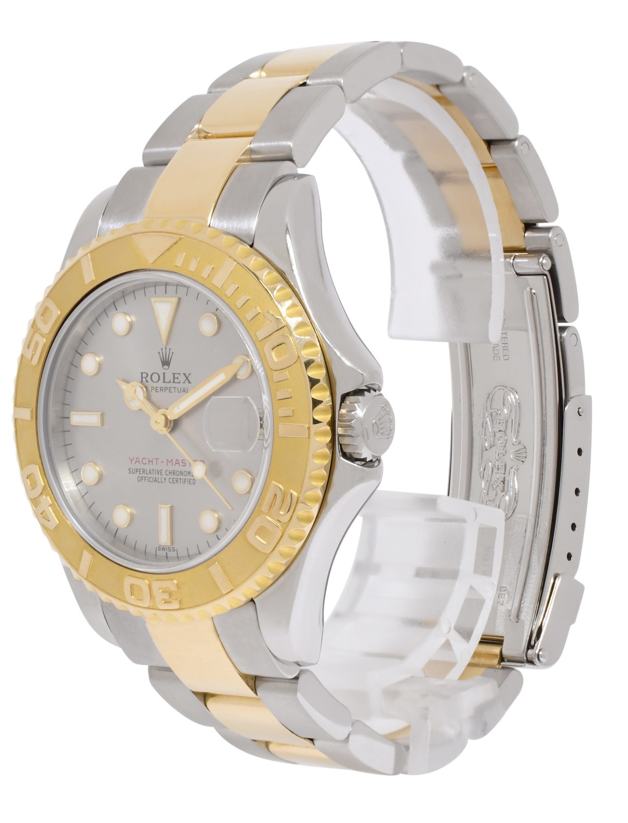 Rolex Yacht-Master 18k Yellow Gold/Steel Slate Dial Ladies 35mm Watch Y 68623
