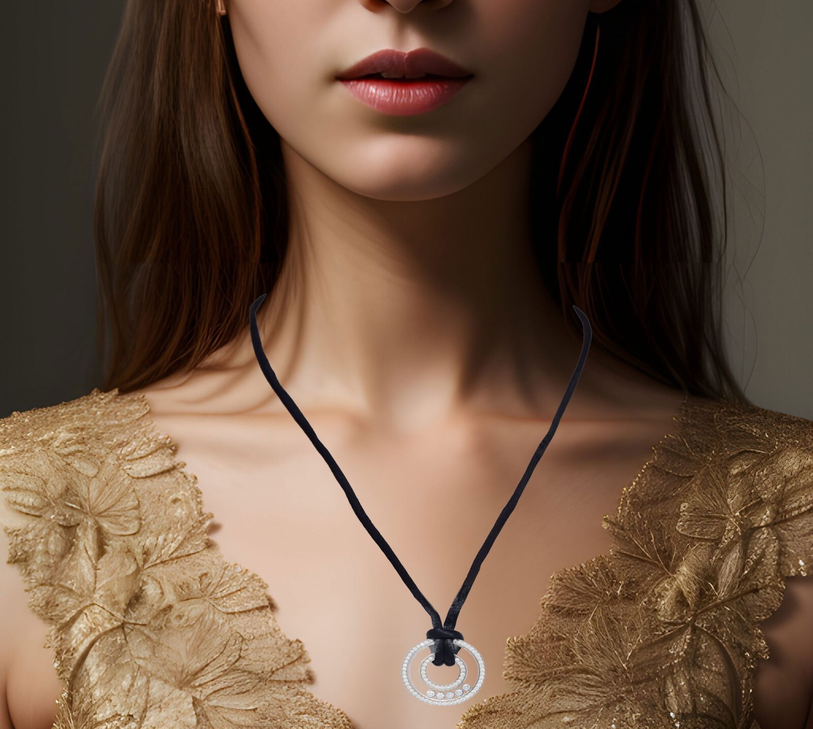 Chopard Happy Diamonds 18k White Gold Diamond Circles Pendant Necklace