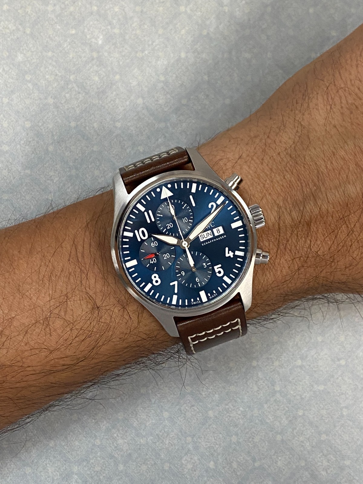 IWC Pilot Le Petit Prince 3777 Chronograph Steel Blue 43mm Watch B/B IW377714