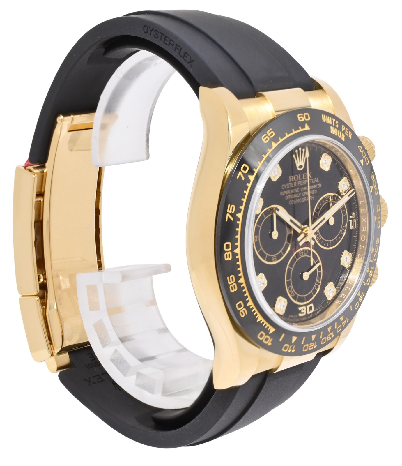 Rolex Daytona 18k Yellow Gold/Ceramic Black Diamond Dial Watch B/P '22 116518