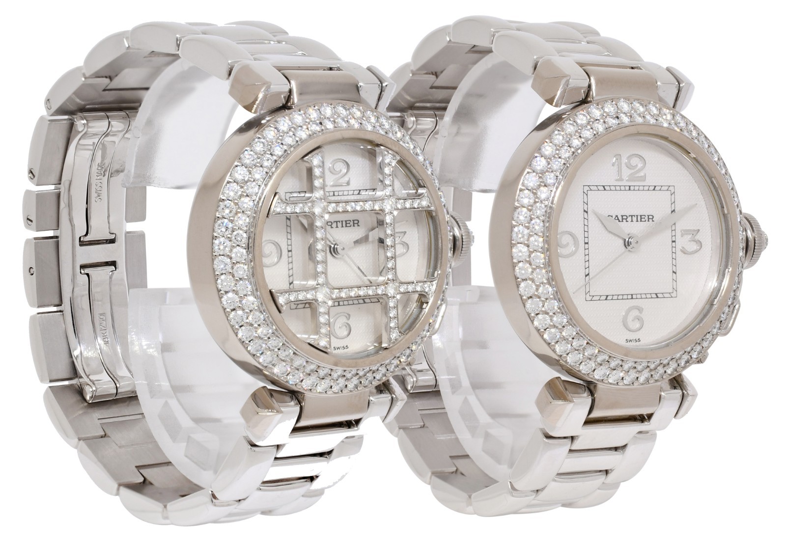 Cartier Pasha 18k White Gold Diamond Grid/Bezel Ladies 32mm Watch +Box 2400