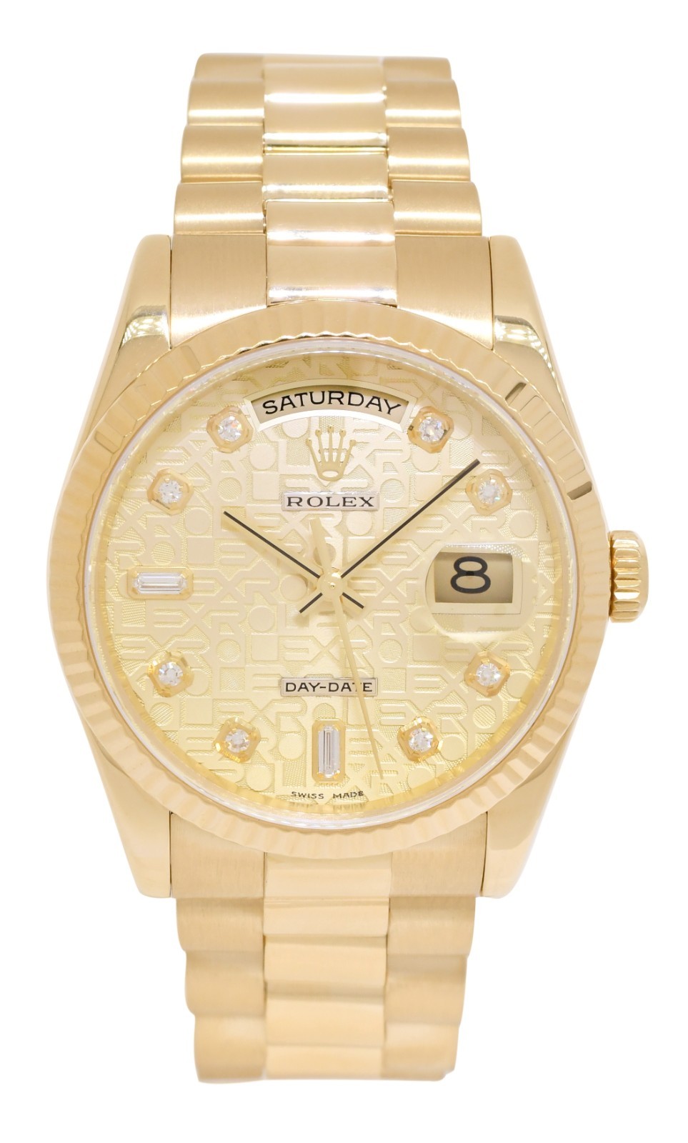 Rolex Day-Date President Yellow Gold Jubilee Diamond Dial 36mm Watch Y 118238