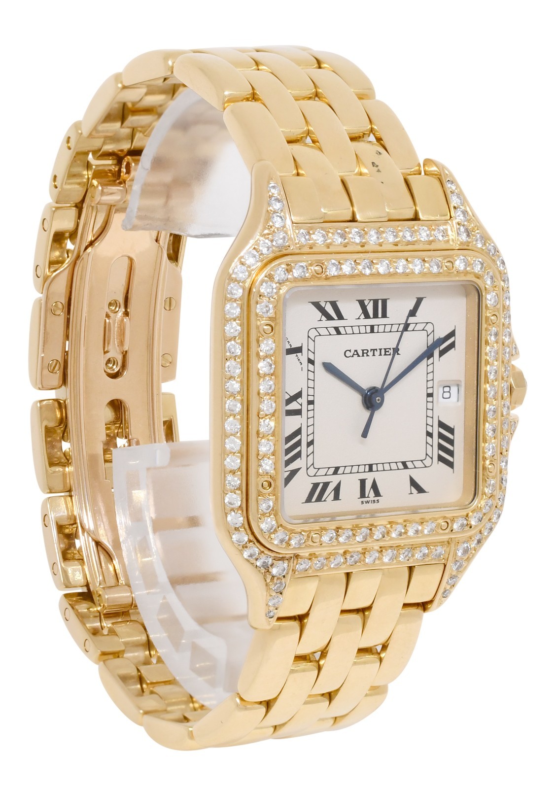 Cartier Panthere Large 18k Yellow Gold & Diamond Ladies Quartz Watch 887968