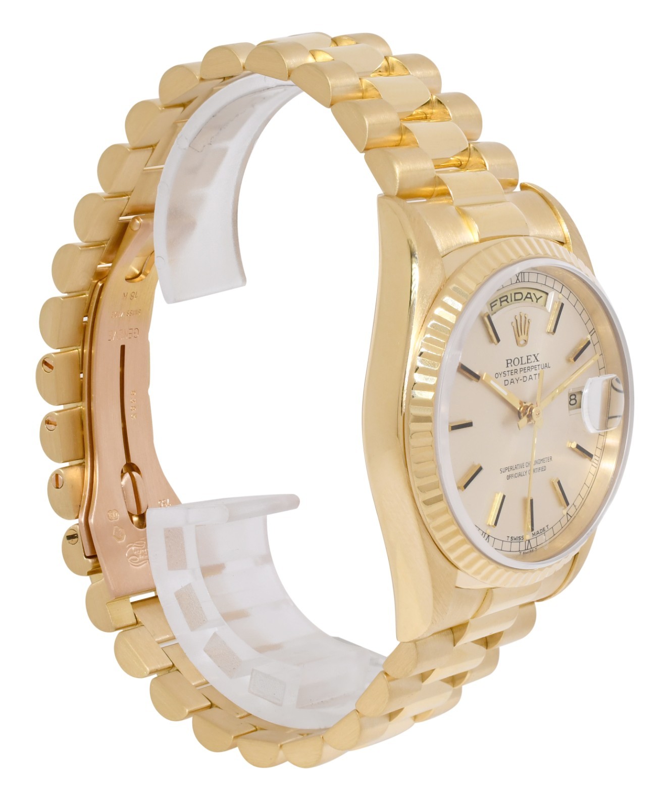Rolex Day-Date President 18k Yellow Gold Silver Dial 36mm Watch +Papers T 18238