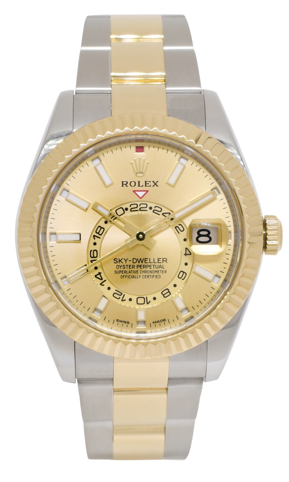 Rolex Sky-Dweller 18k YG/Steel 42mm Champagne Dial Watch +Papers '20  326933