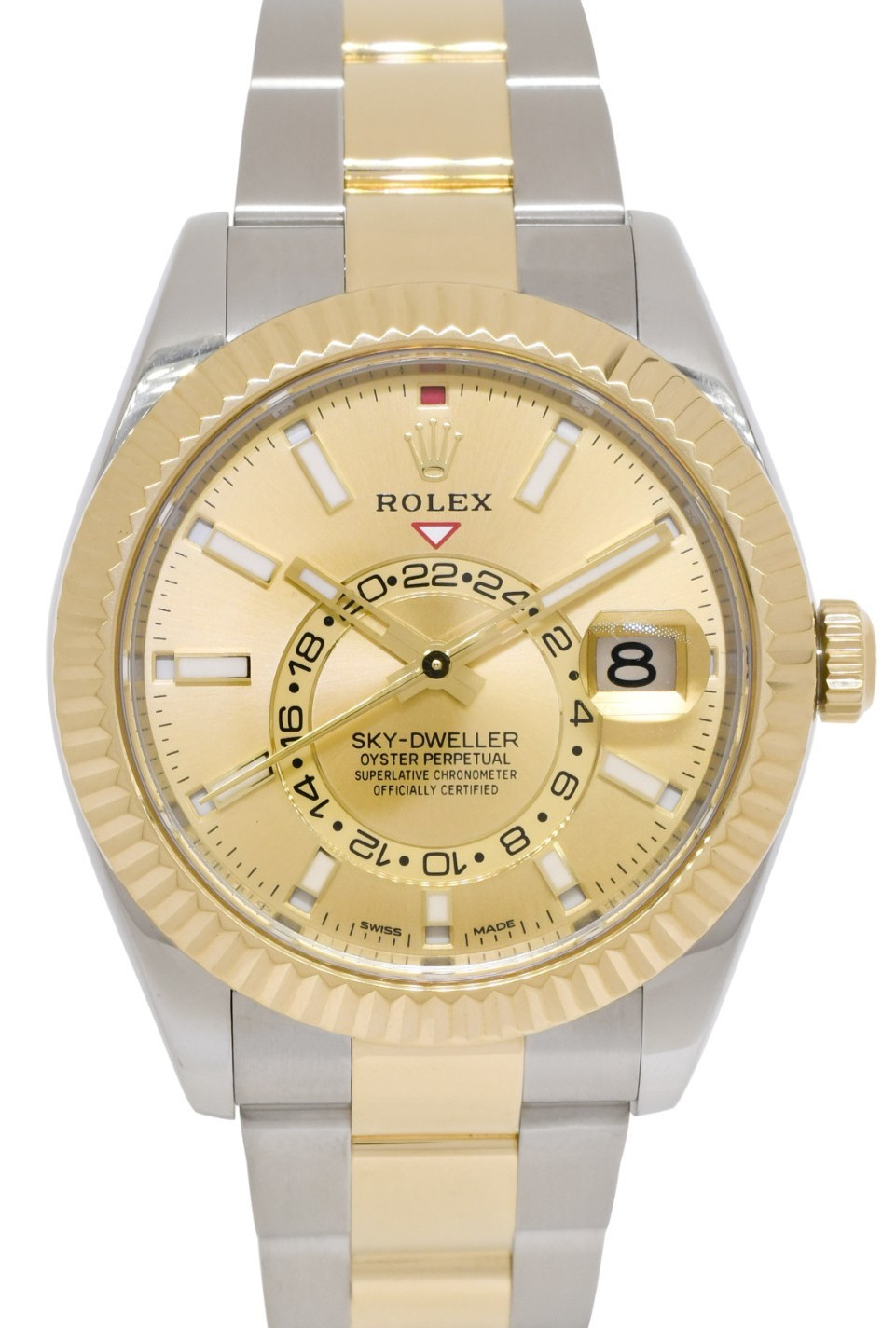 Rolex Sky-Dweller 18k YG/Steel 42mm Champagne Dial Watch +Papers '20  326933