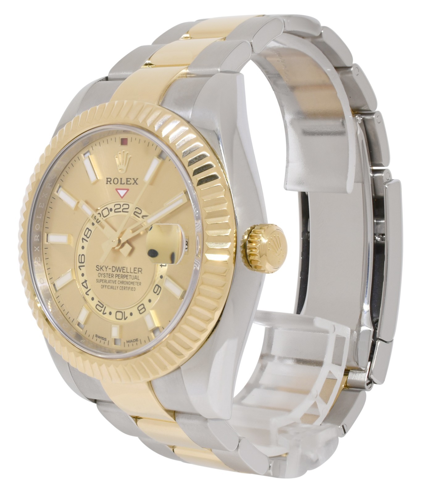 Rolex Sky-Dweller 18k YG/Steel 42mm Champagne Dial Watch +Papers '20  326933