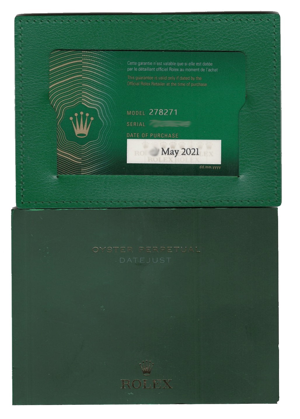 Rolex Datejust 31 18k Rose Gold/Steel Slate Diamond VI Watch +Card '21 278271