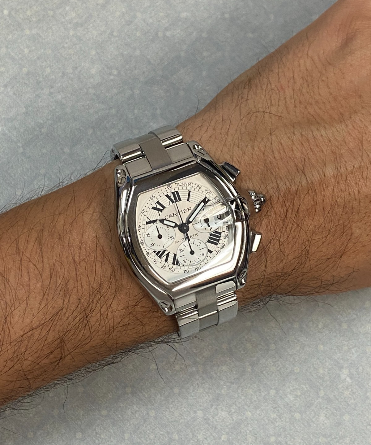 Cartier Roadster XL Chronograph Steel Silver Dial Automatic Watch W62006X6 2618