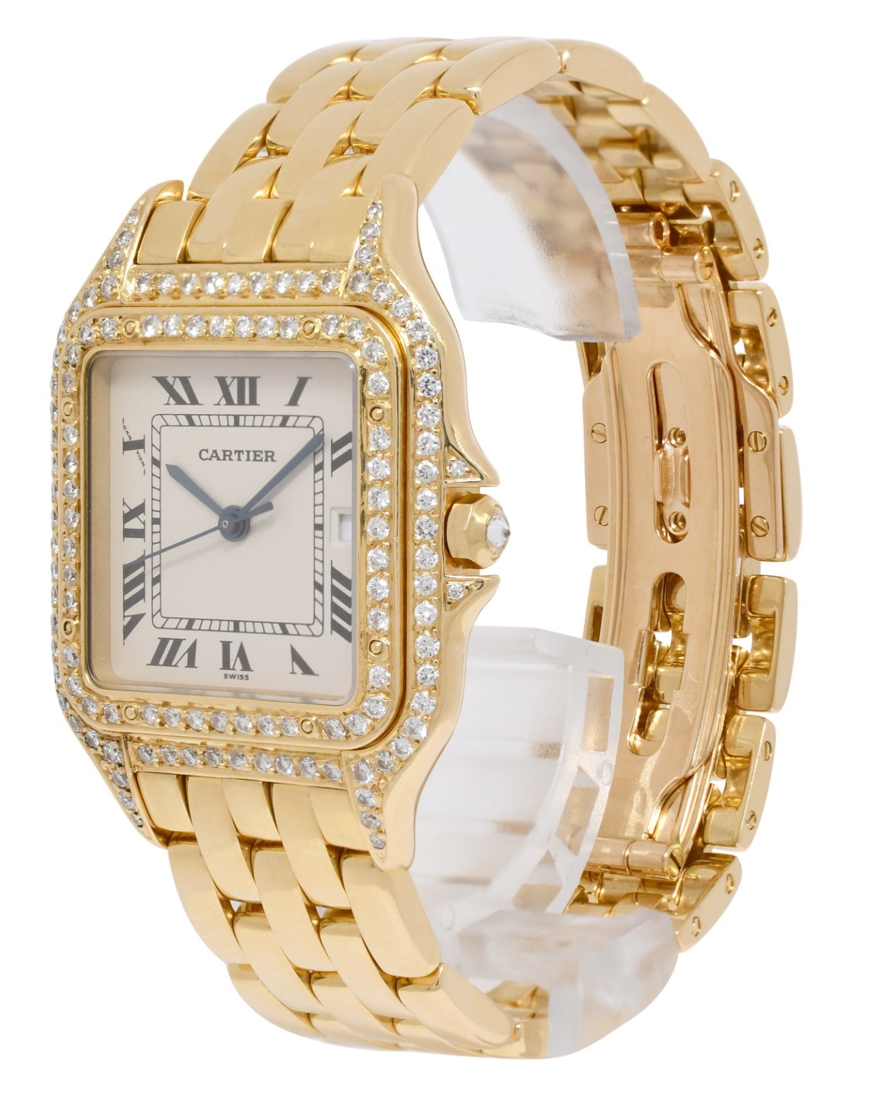 Cartier Panthere Large 18k Yellow Gold & Diamond Ladies Quartz Watch 887968