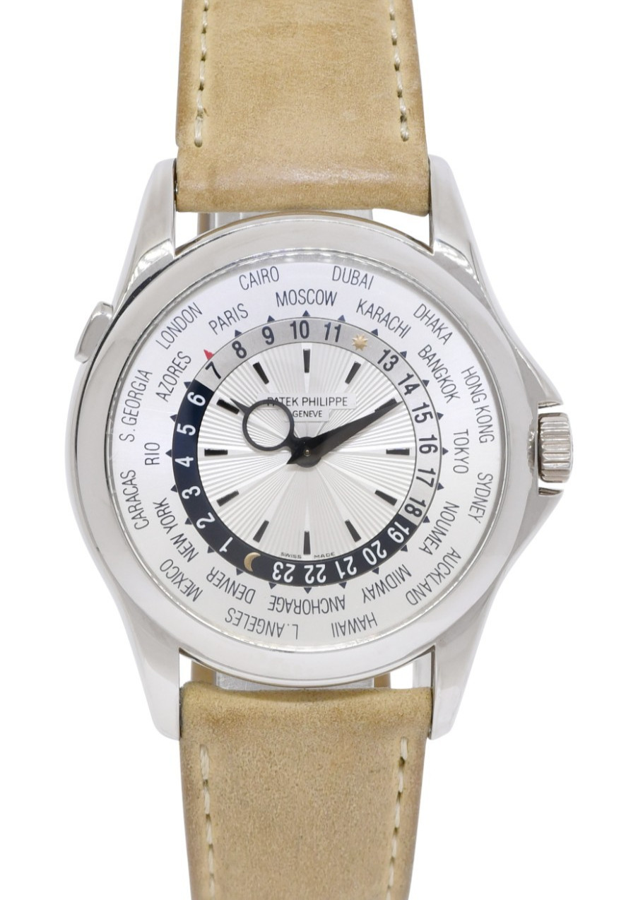 Patek Philippe World Time 18K WG Complications Mens 39.5mm Watch +Archive 5130G