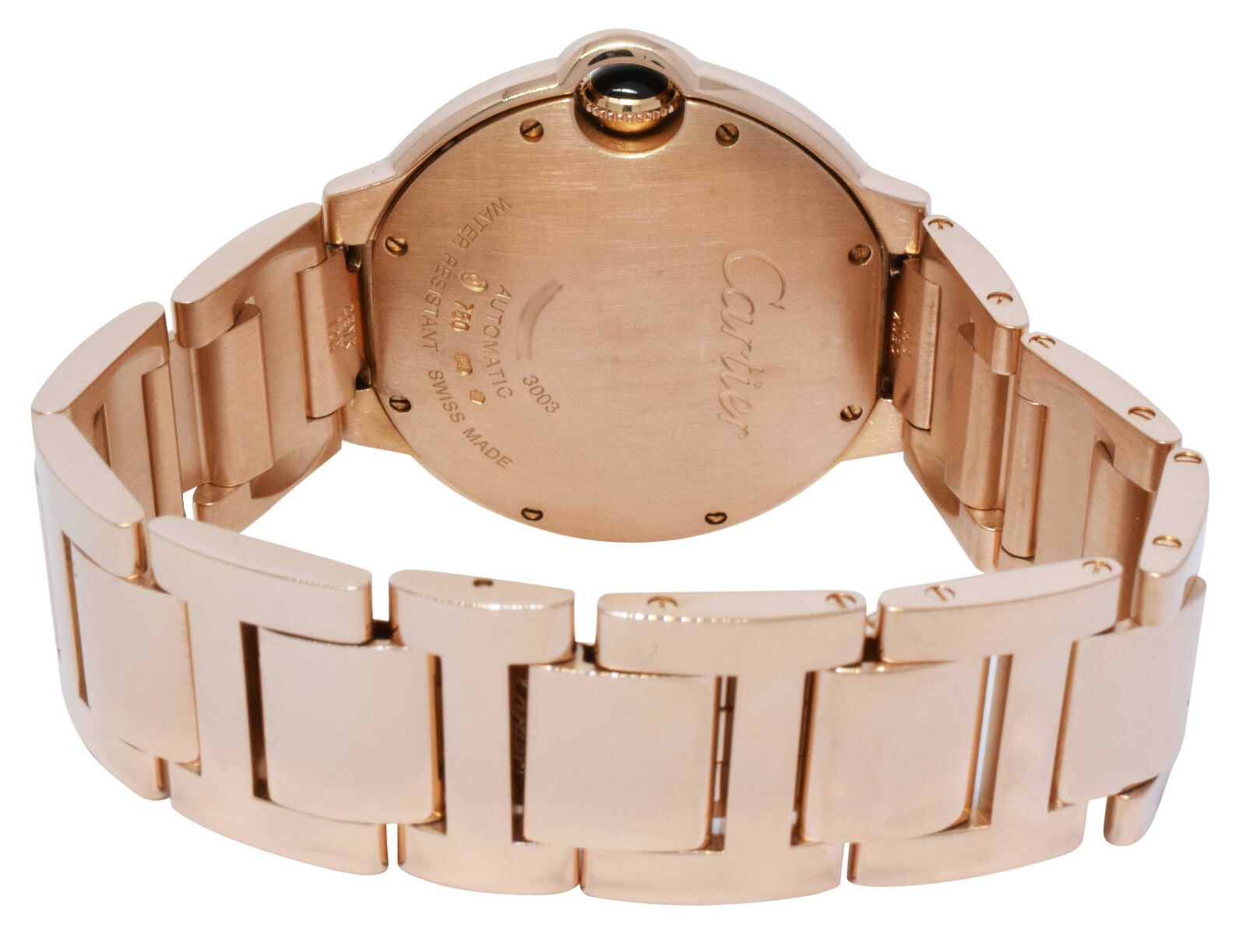 Cartier Ballon Bleu 36mm 18k Rose Gold Silver Dial Automatic Watch 3003 W69004Z2