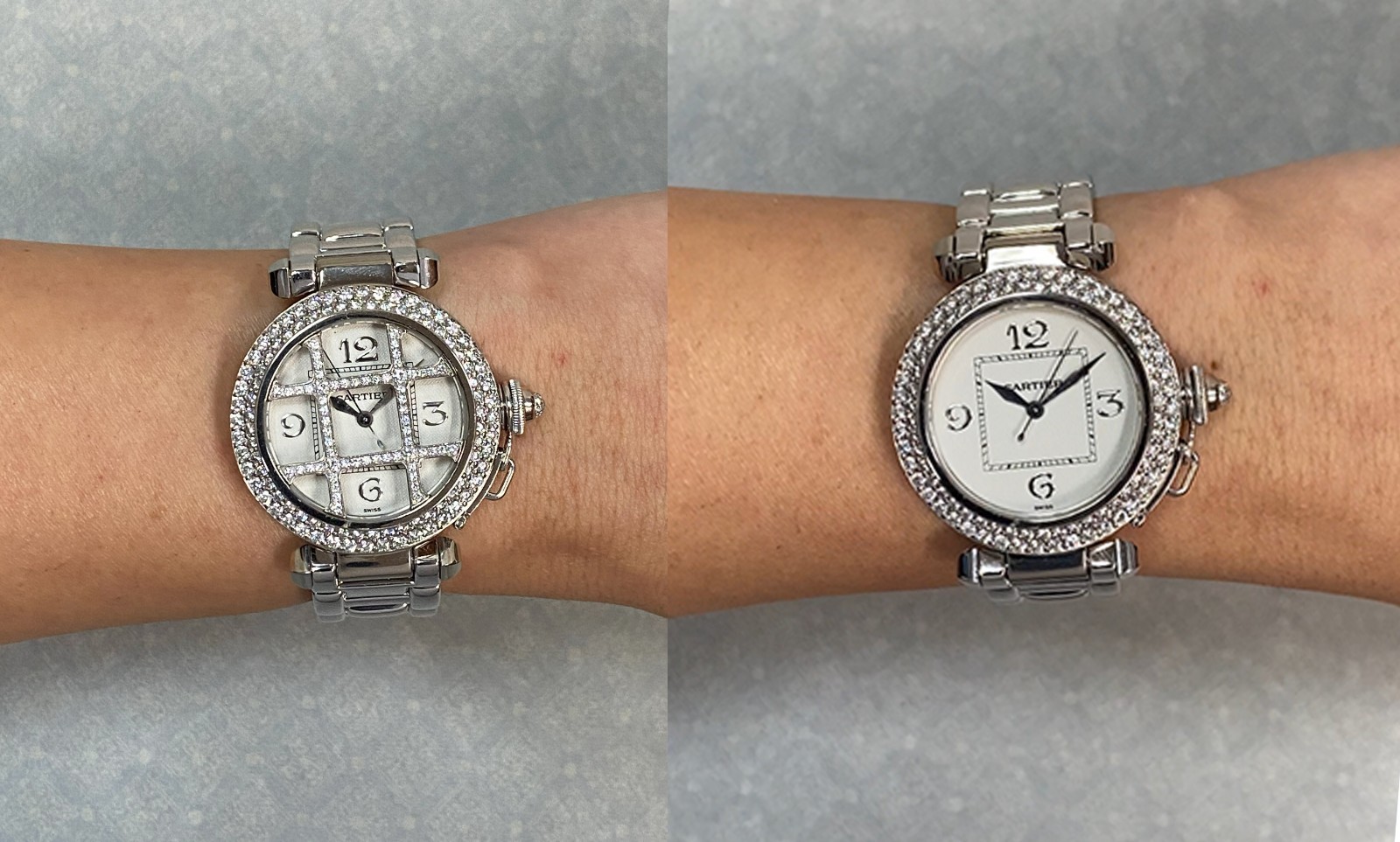 Cartier Pasha 18k White Gold Diamond Grid/Bezel Ladies 32mm Watch +Box 2400