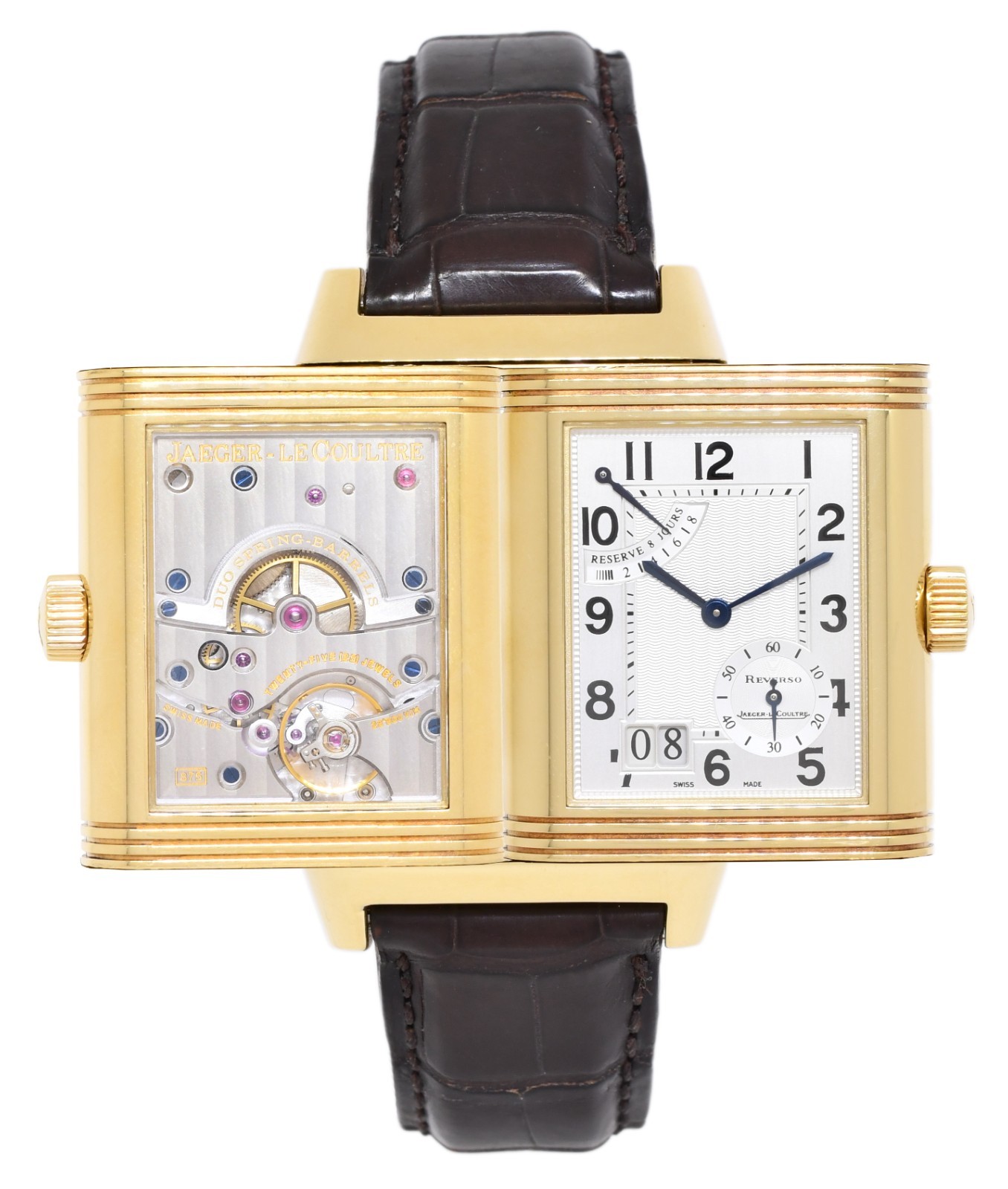 Jaeger LeCoultre Reverso Grande Date 8 Day Yellow Gold Watch Q3001420 240.1.15