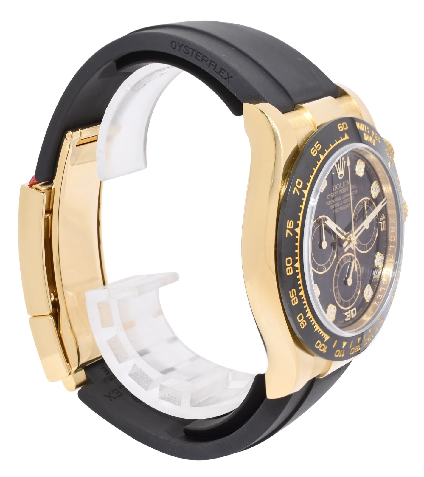 Rolex Daytona 18k Yellow Gold/Ceramic Black Diamond Dial Watch B/P '22 116518