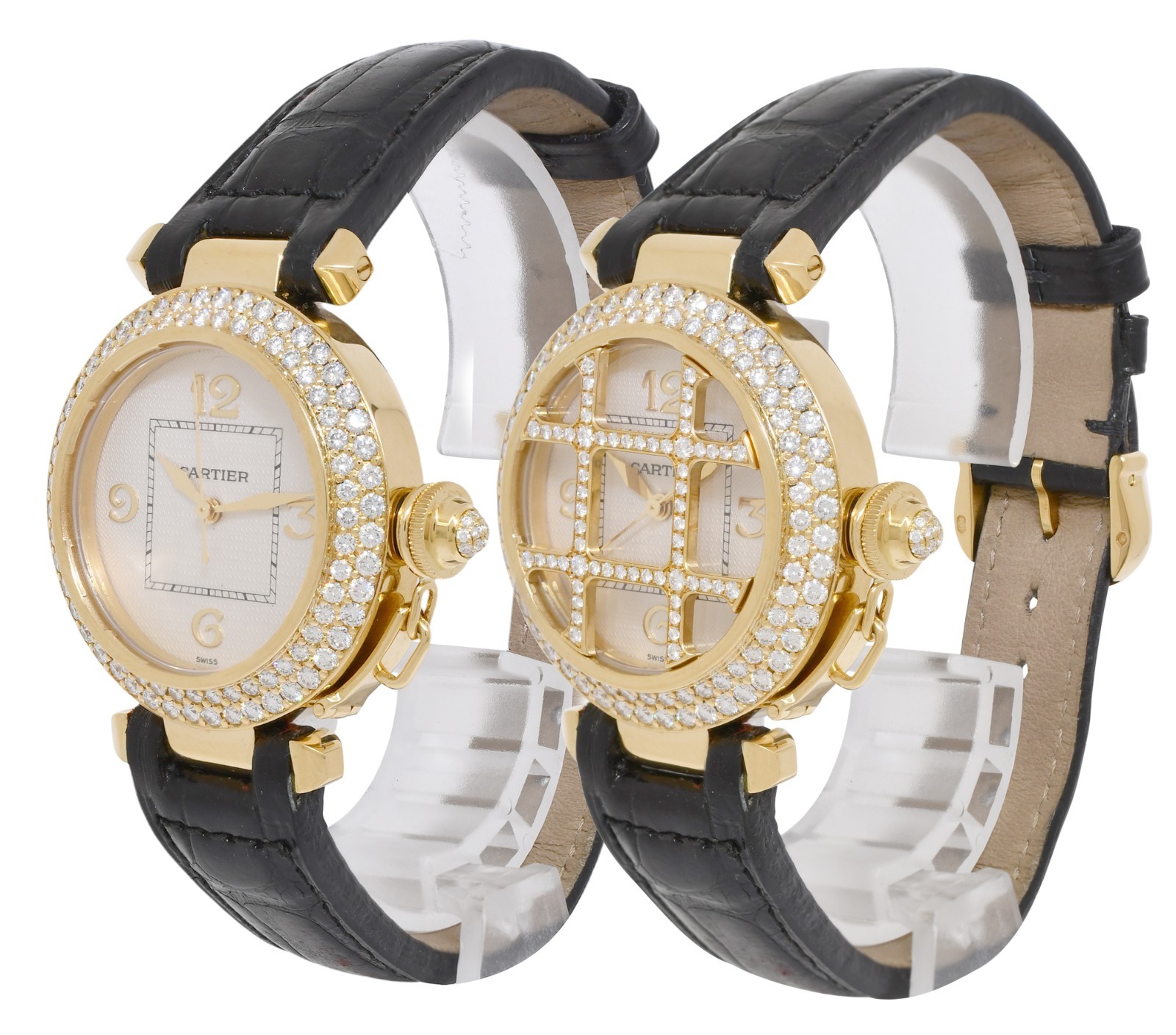 Cartier Pasha 18k Yellow Gold Diamond Grid/Bezel Ladies 32mm Watch 2399