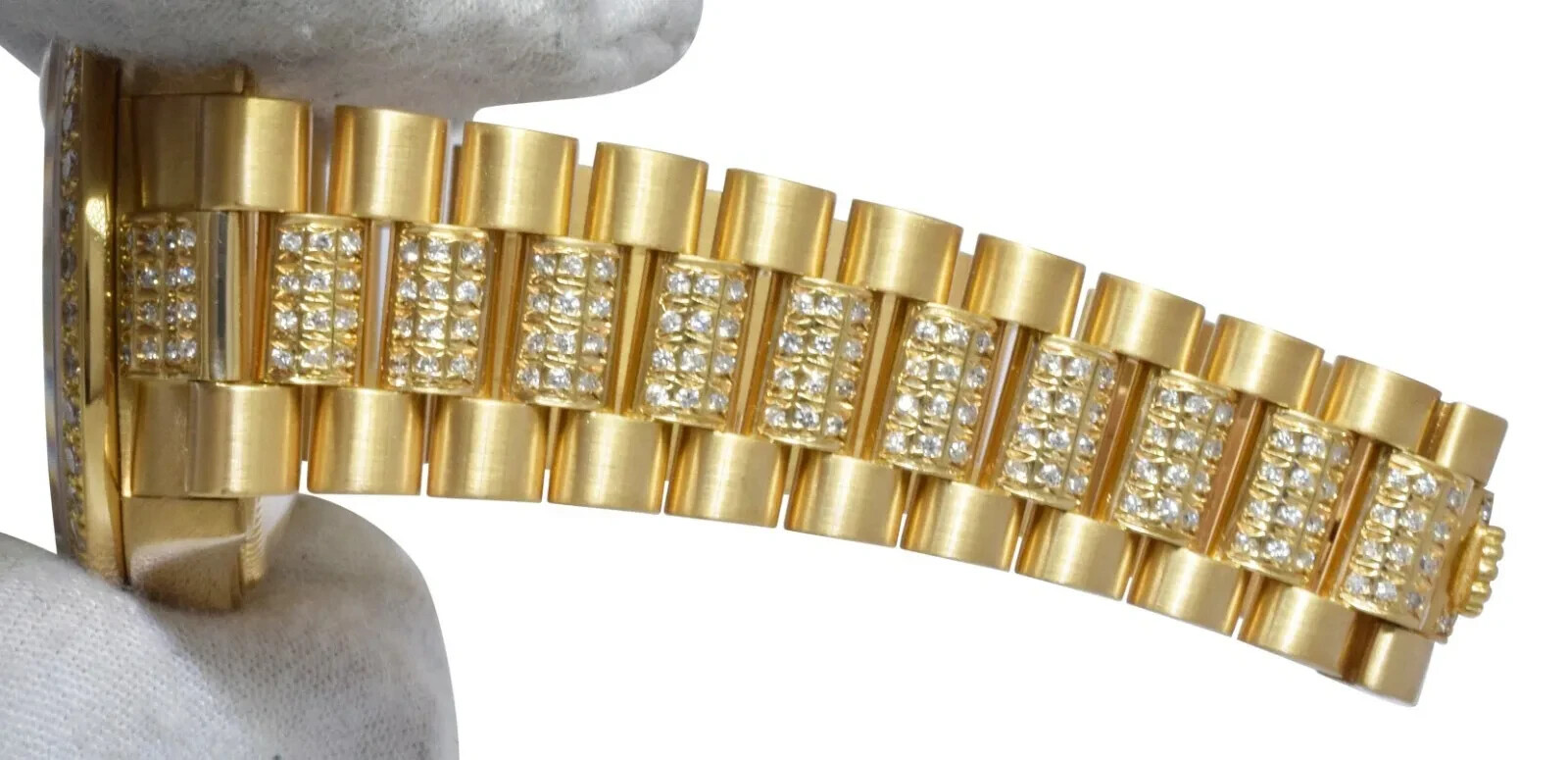 Rolex Datejust President 18k YG Pave Diamond & Ruby Dial Lady 31mm Watch 68278
