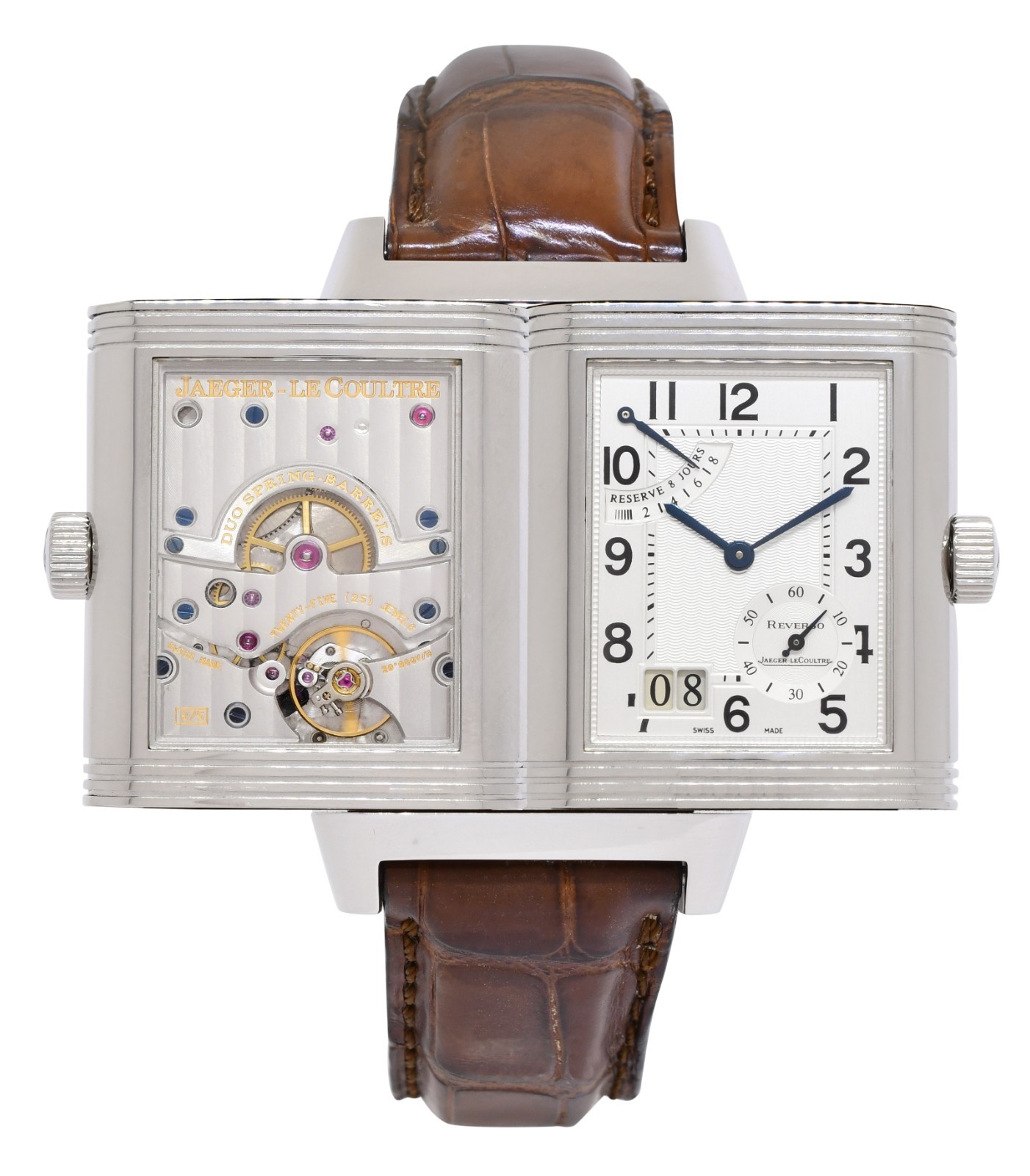 Jaeger LeCoultre Reverso Grande Date 8 Day Steel Watch Q3008420 240.8.15
