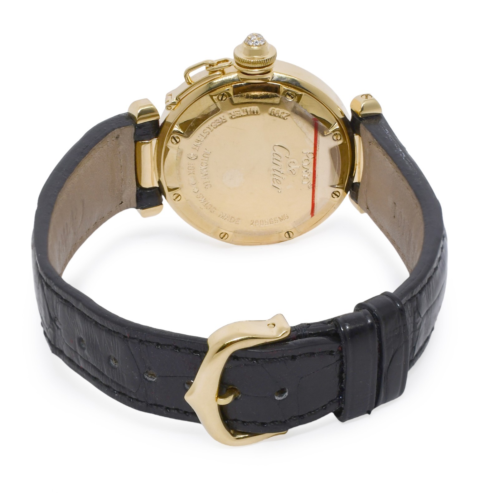 Cartier Pasha 18k Yellow Gold Diamond Grid/Bezel Ladies 32mm Watch 2399