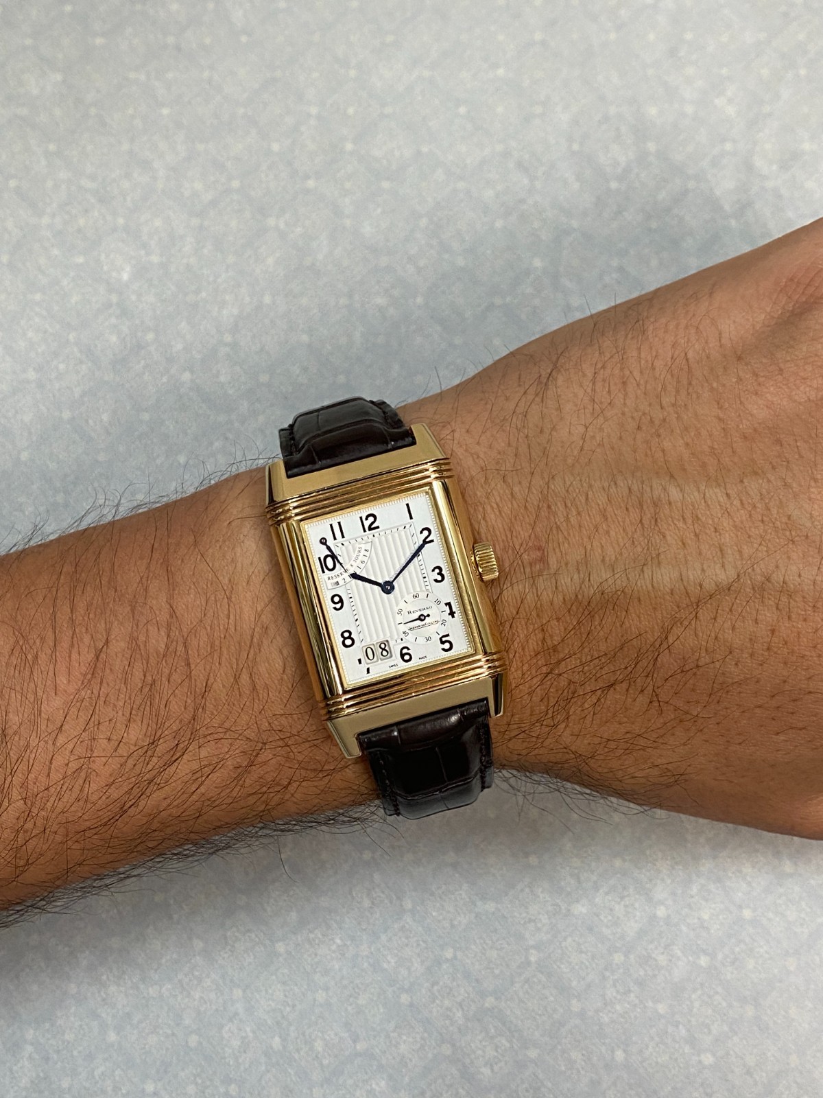 Jaeger LeCoultre Reverso Grande Date 8 Day Yellow Gold Watch Q3001420 240.1.15