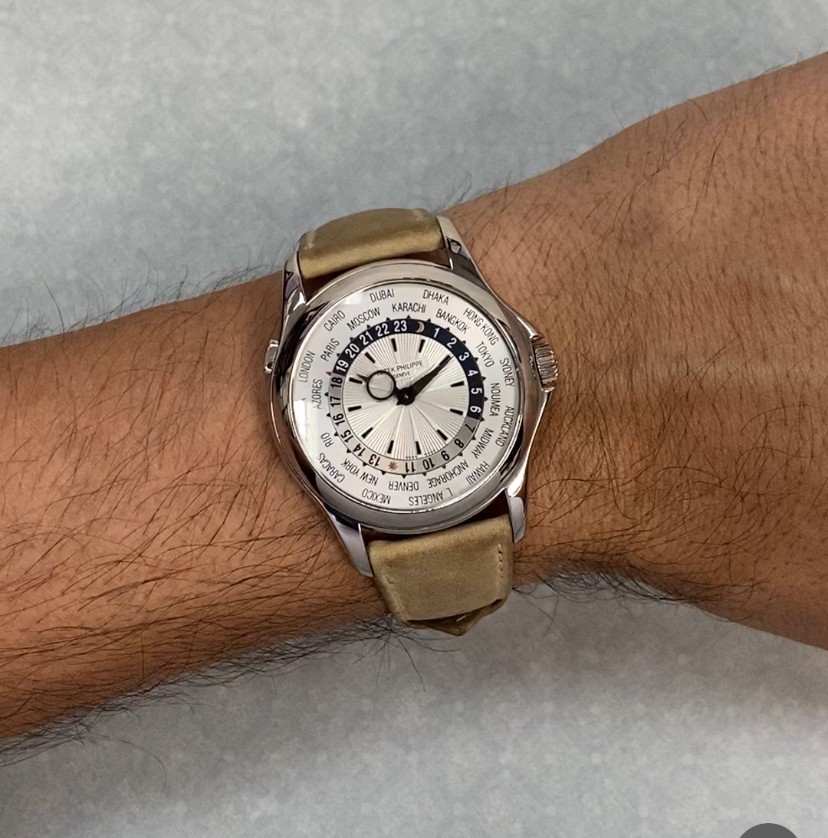 Patek Philippe World Time 18K WG Complications Mens 39.5mm Watch +Archive 5130G