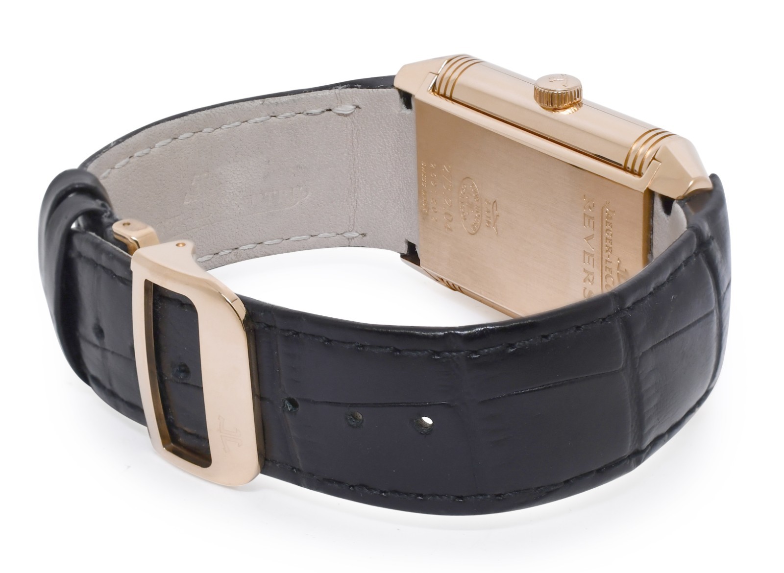 Jaeger LeCoultre Grande 976 Reverso 18k Rose Gold Black Dial Mens Watch 273.2.04
