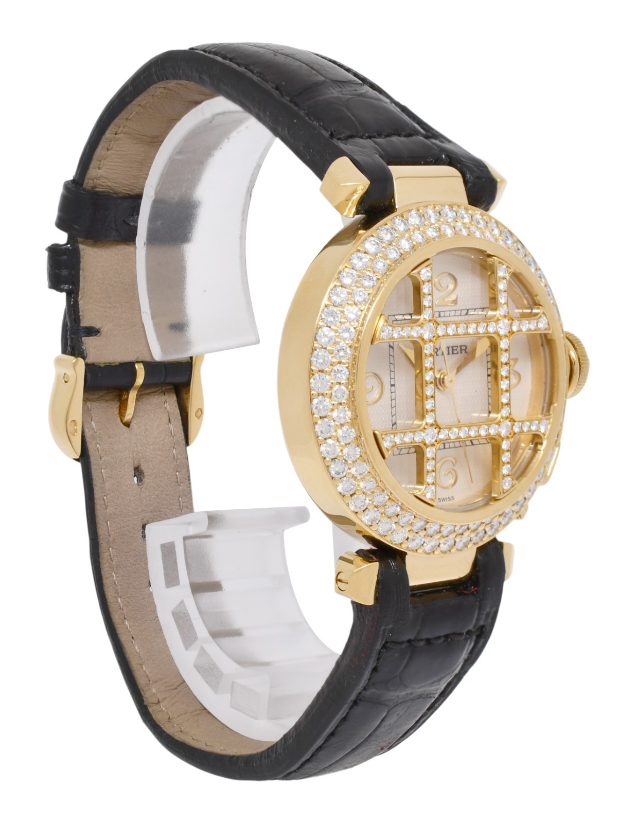 Cartier Pasha 18k Yellow Gold Diamond Grid/Bezel Ladies 32mm Watch 2399