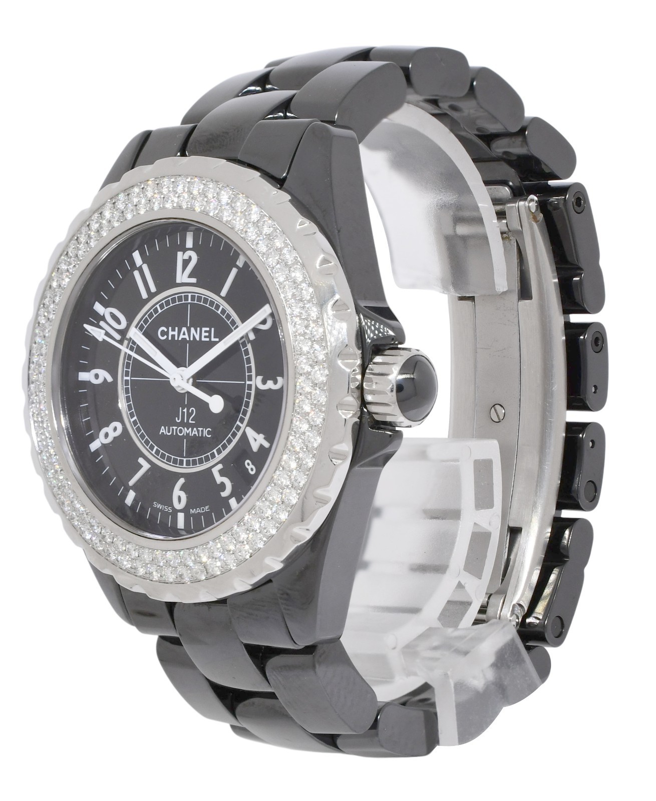 Chanel J12 Black Ceramic & Diamond Bezel Ladies 38mm Automatic Watch