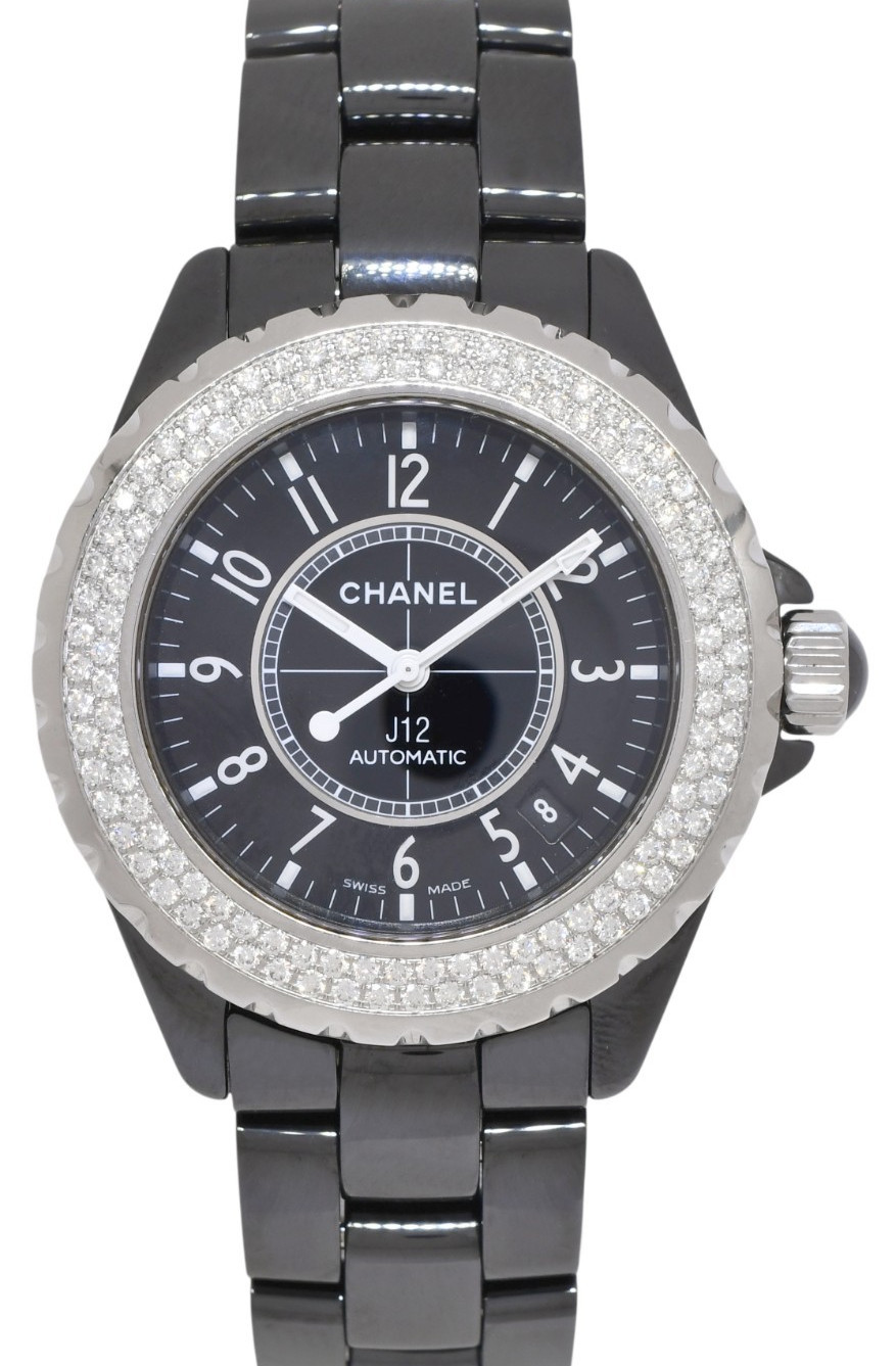 Chanel J12 Black Ceramic & Diamond Bezel Ladies 38mm Automatic Watch