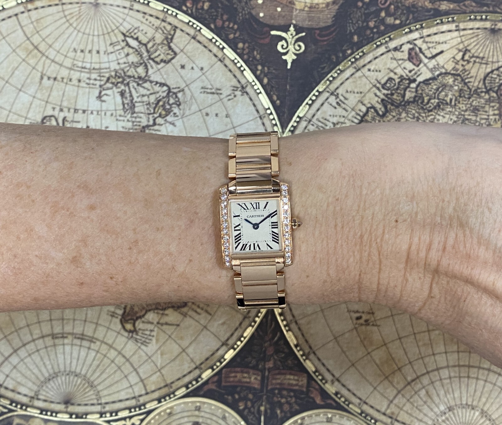 Cartier Tank Francaise Small 18k Rose Gold Diamond Watch B/P WJTA0022 4204