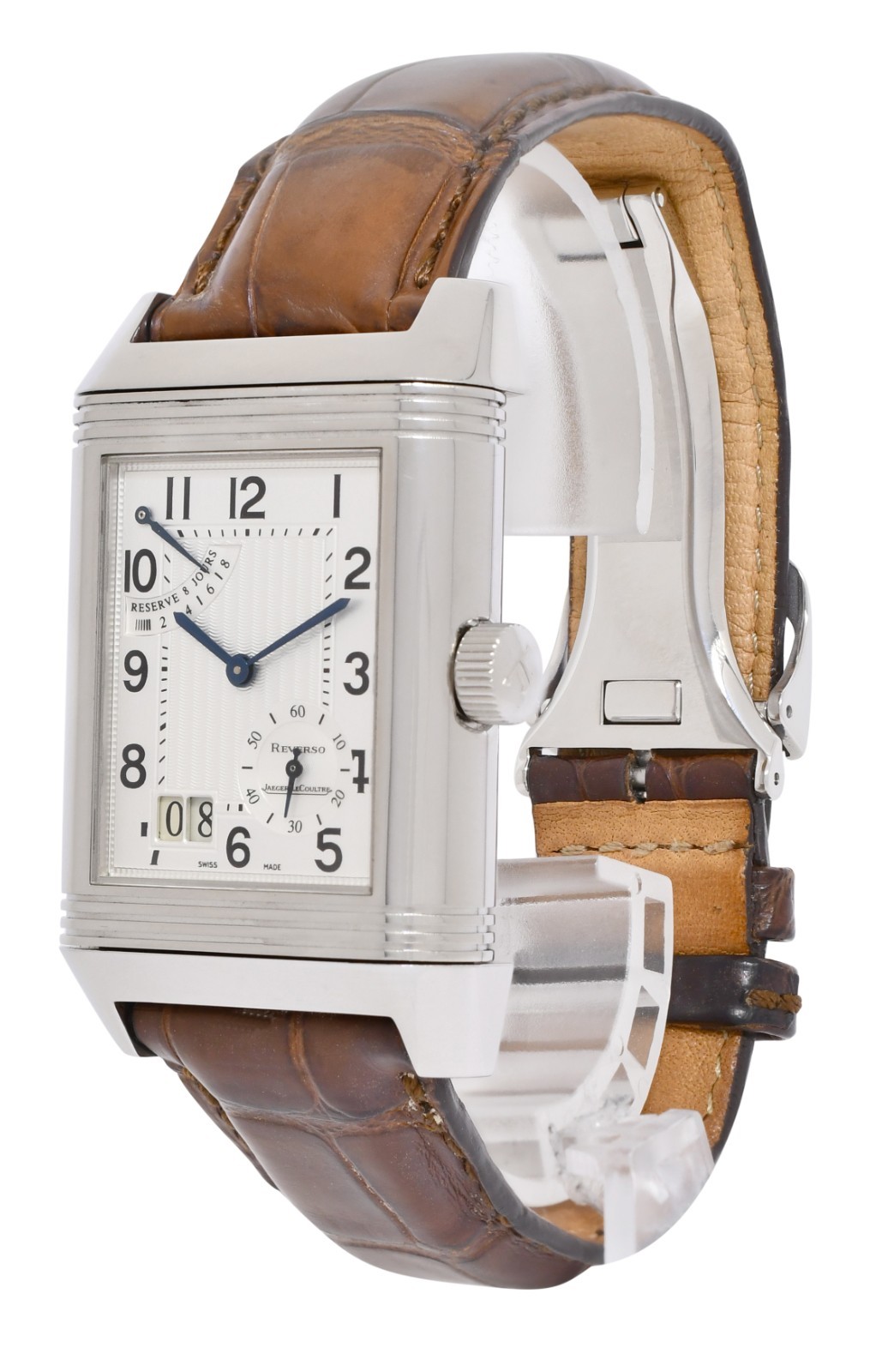 Jaeger LeCoultre Reverso Grande Date 8 Day Steel Watch Q3008420 240.8.15