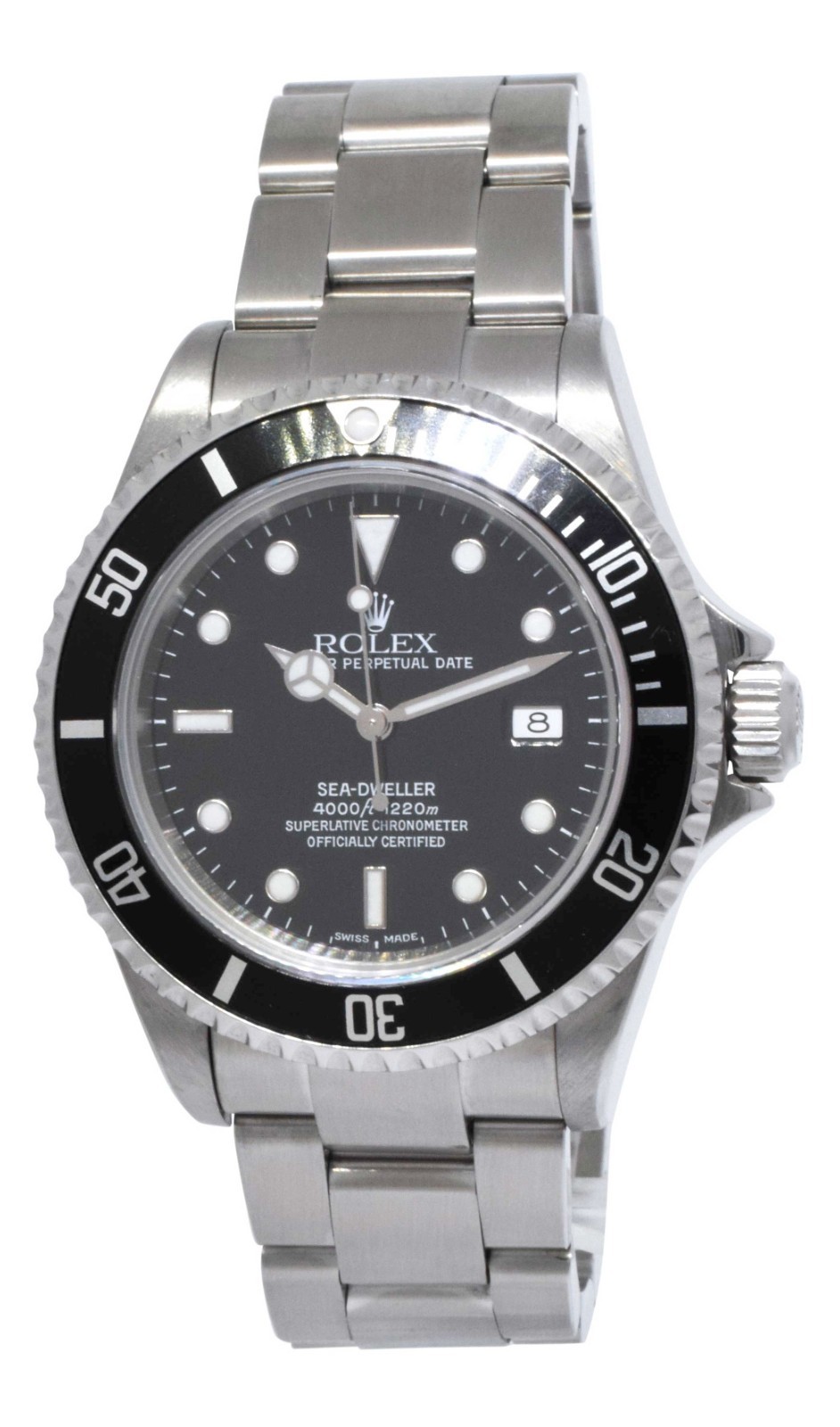 Rolex Sea-Dweller Date Stainless Steel Black Dial/Bezel Mens 40mm Watch F 16600