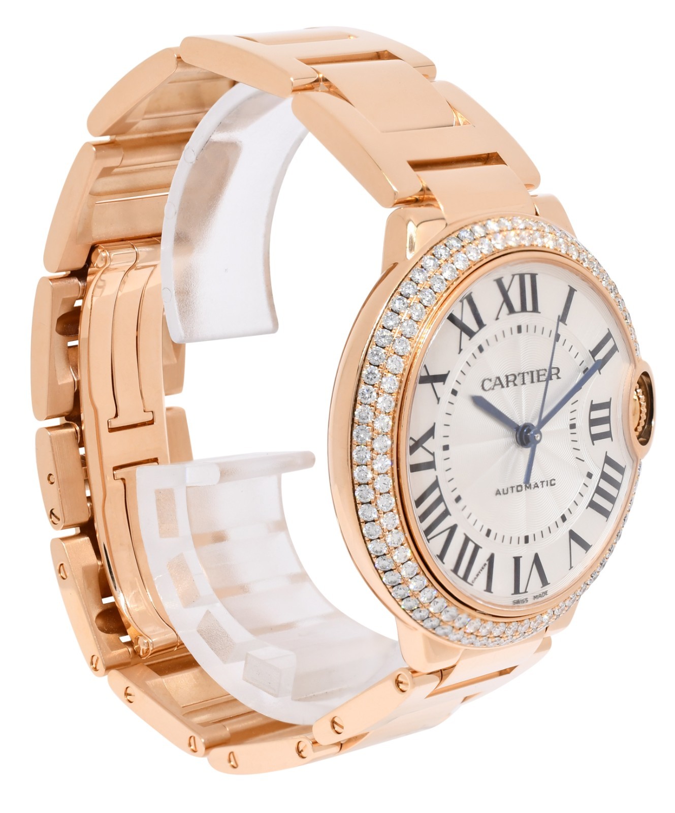 Cartier Ballon Bleu 36mm 18k Rose Gold Diamond Bezel Watch WJBB0067 4407