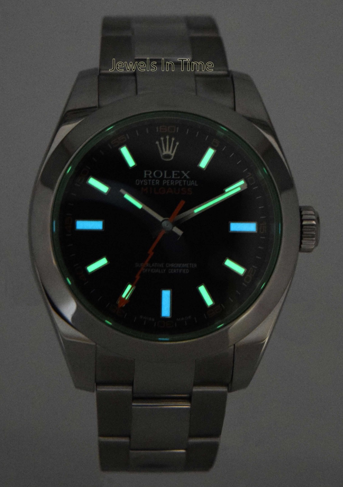 Rolex Milgauss Steel Black Dial Green Crystal Mens 40mm Watch +12 116400