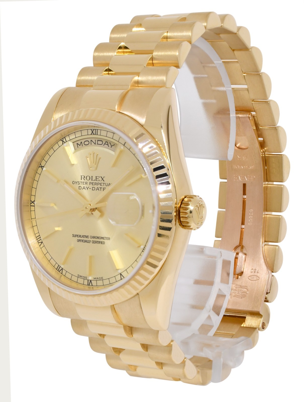 Rolex Day-Date President 18k Yellow Gold Sundust Dial 36mm Watch Y 118238