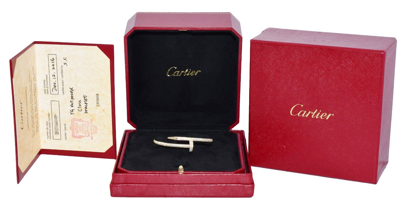 Cartier Juste Un Clou Bracelet 15cm Yellow Gold Pave Diamond B/P '16 N6709815 Cartier Juste Un Clou Bracelet 15cm Yellow Gold Pave Diamond B/P '16 N6709815