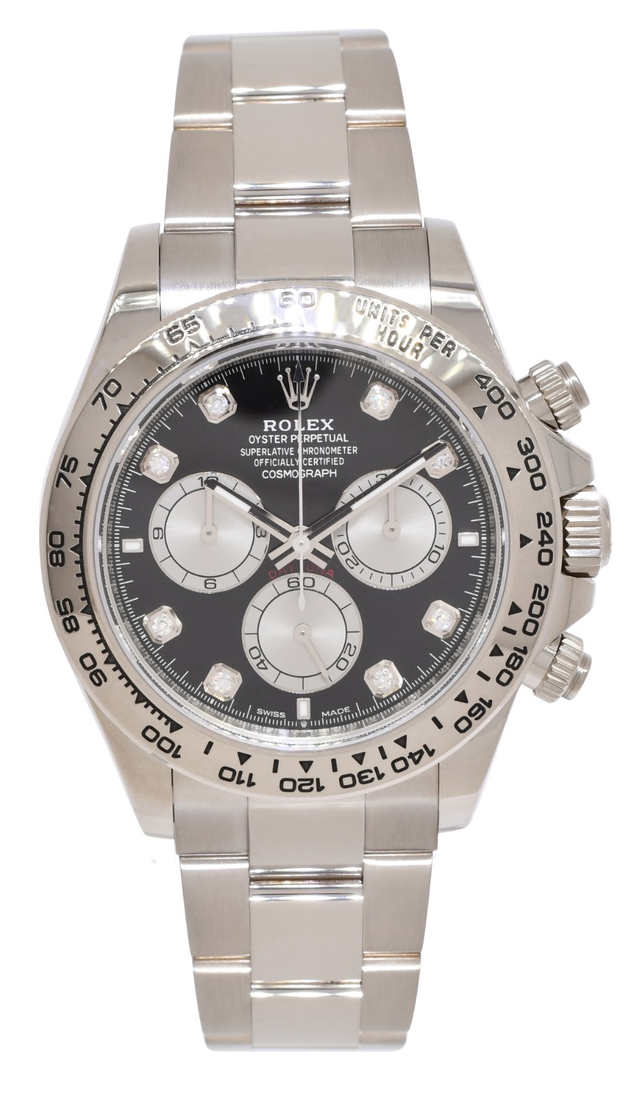 Rolex Daytona Chronograph 18k White Gold Diamond Dial 40mm Watch B/P '24 126509