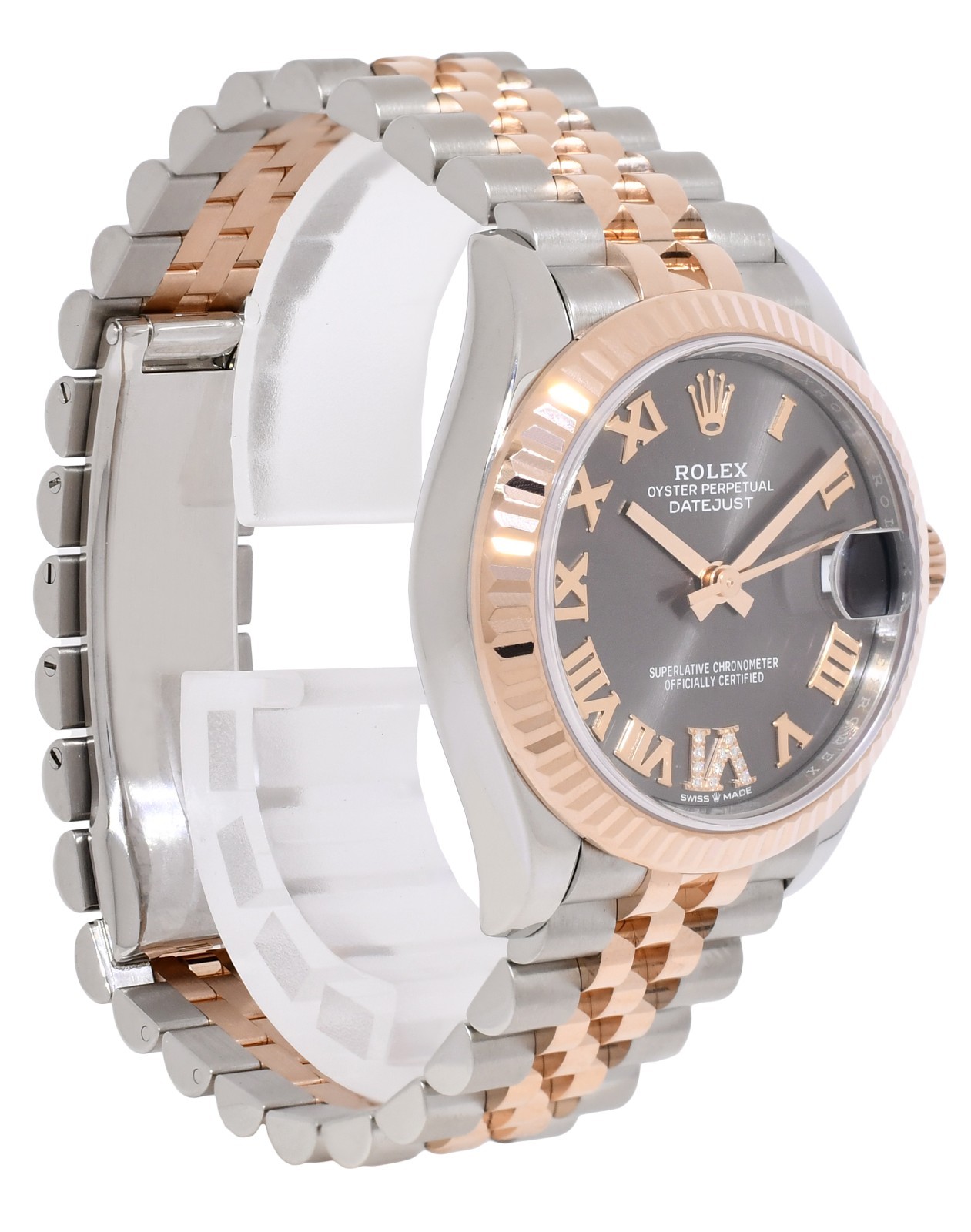 Rolex Datejust 31 18k Rose Gold/Steel Slate Diamond VI Watch +Card '21 278271