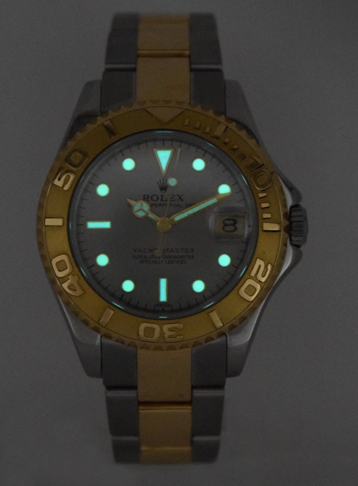 Rolex Yacht-Master 18k Yellow Gold/Steel Slate Dial Ladies 35mm Watch Y 68623