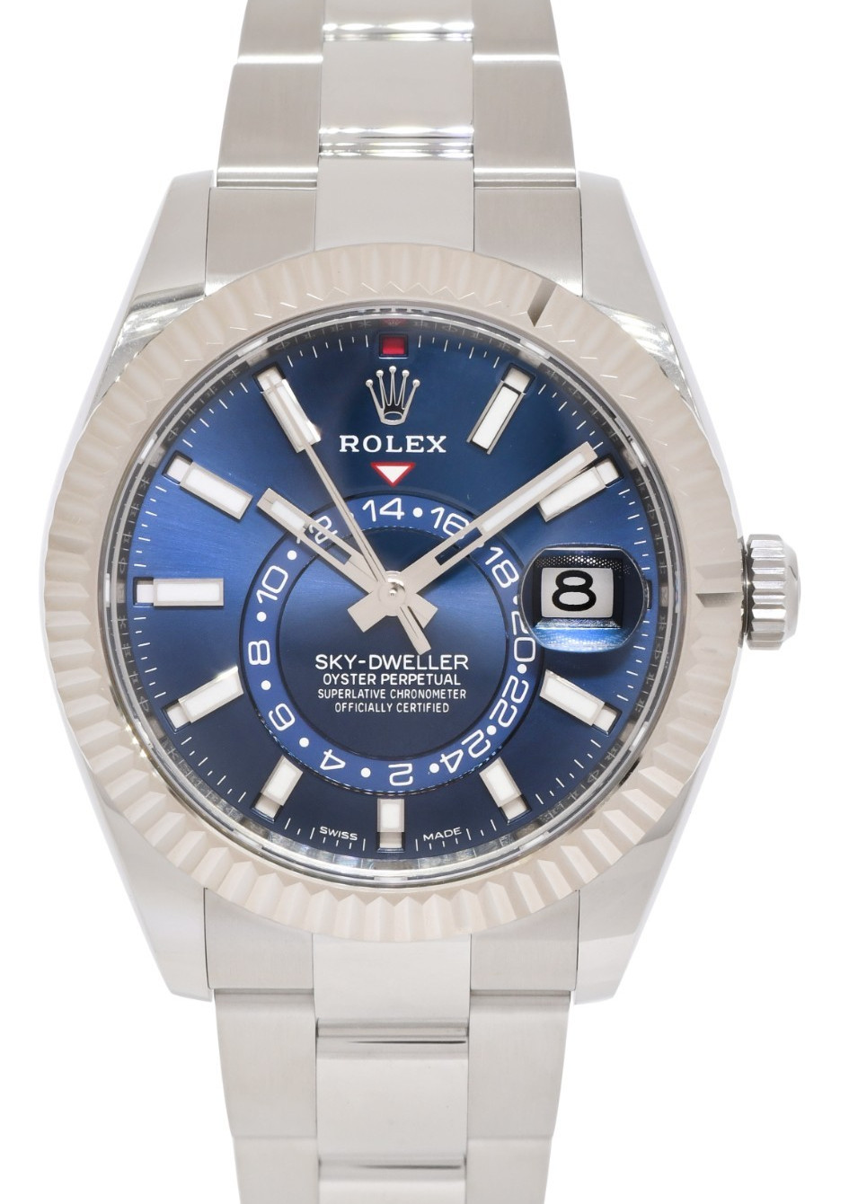 Rolex Sky-Dweller Steel & 18k Gold Bezel Blue Dial 42mm Watch B/P '22 326934
