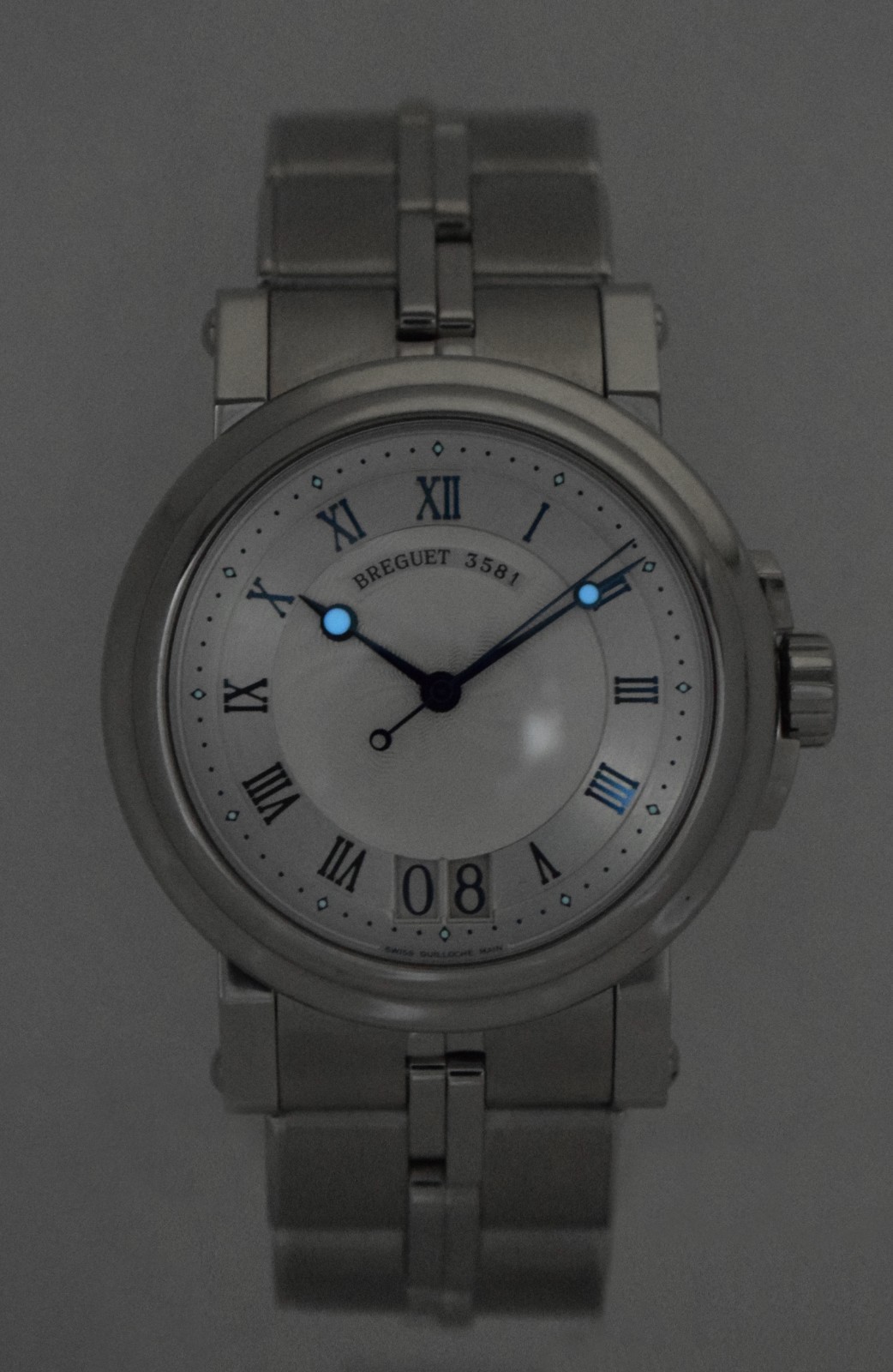 Breguet Marine Big Date Steel Silver Dial Mens 39mm Watch +Papers 5817ST/12/SV0