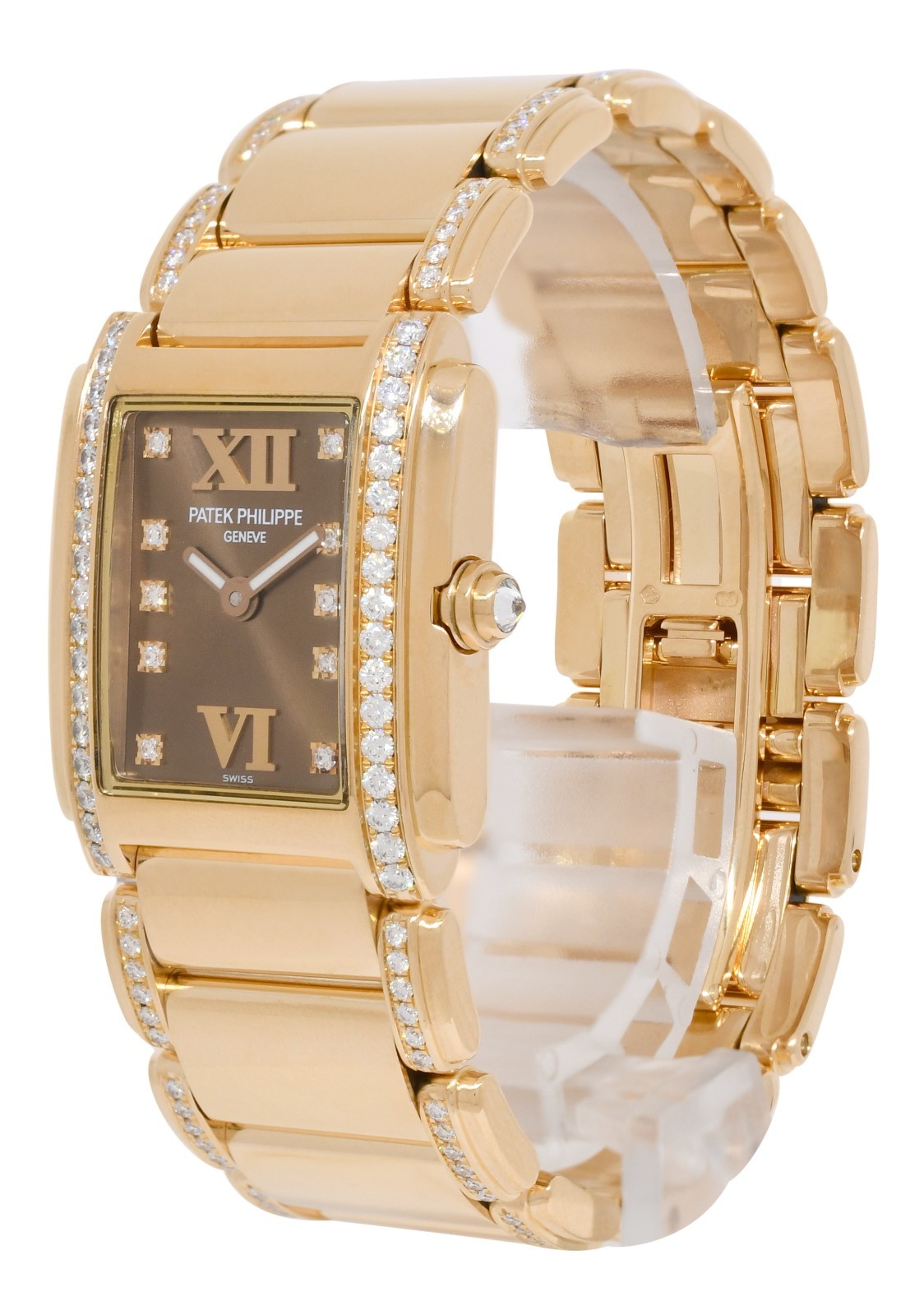Patek Philippe Twenty-4 18k Rose Gold & Diamond Chocolate Ladies Watch 4908/30R
